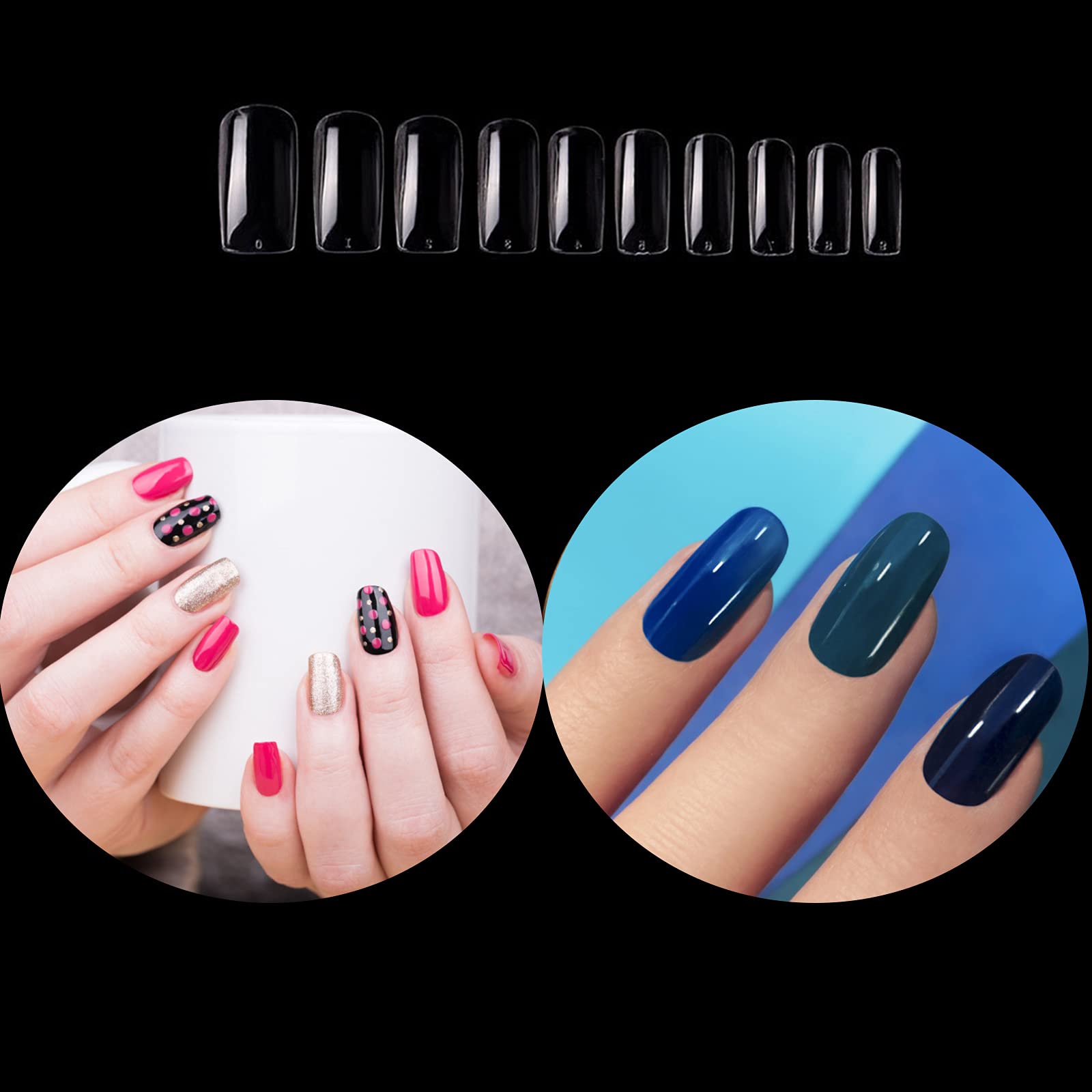 100PCS Clear Acrylic Nail Tips - Full & Half Cover False Nails in Coffin & Ballerina Shapes - 10 Sizes for Nail Salon & DIY Manicure - Perfect for Home Nail Art, Professional Application, and Special Occasions