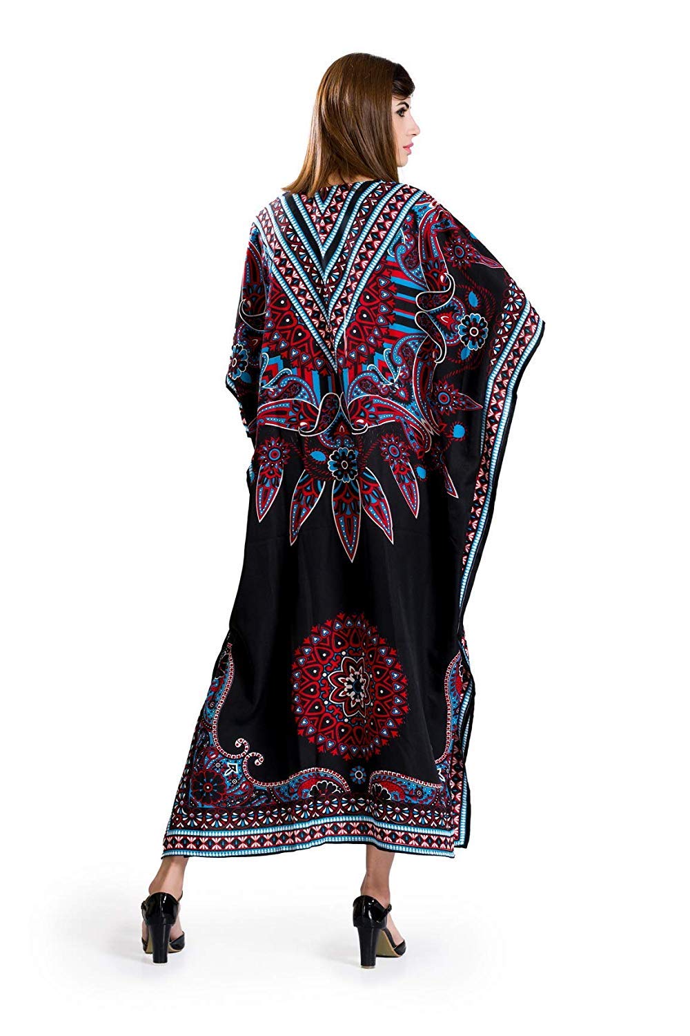 Floral Kaftan Dress for Women - Long Maxi Tunic Kimono Nightgown | Beach Cover Up, Summer Party Dress & Casual Loungewear | Polyester Flowy Boho Outfit
