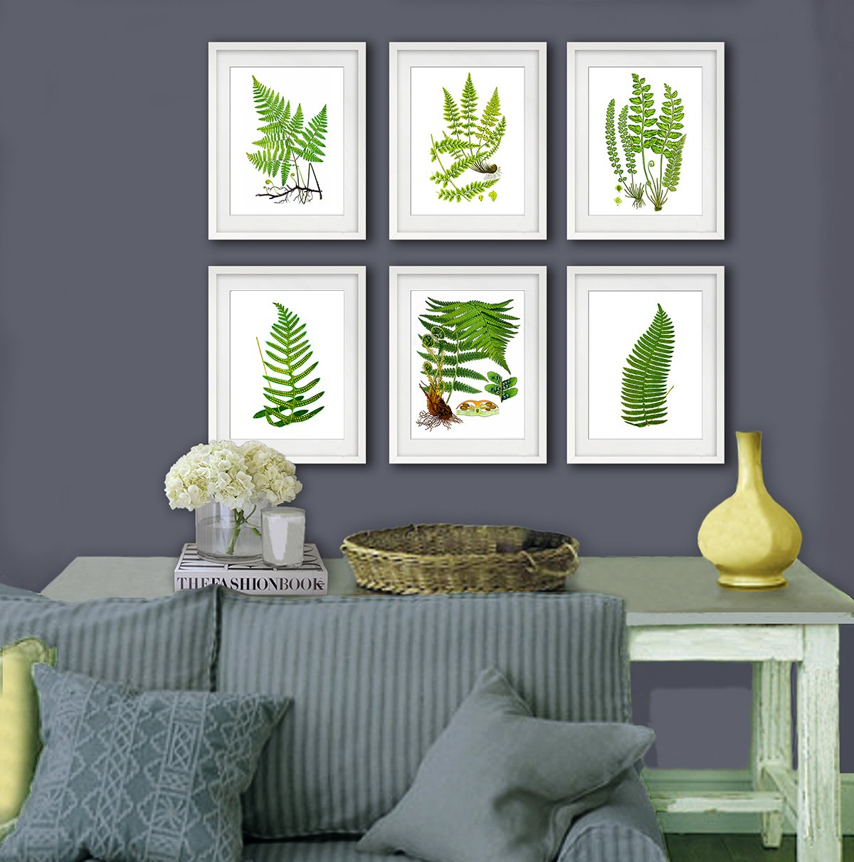 Gnosis Picture Archive Fern Greenery Wall Art Prints - Set of 6 Unframed Botanical Prints for Home Decor, Office, Living Room & Bedroom Wall Decor