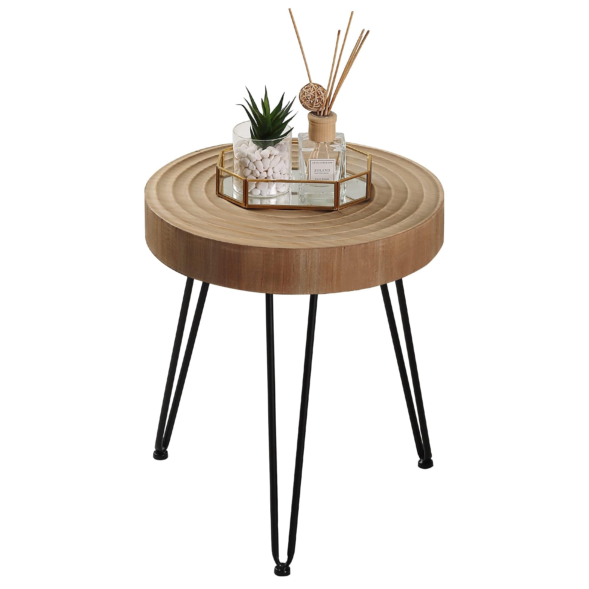 RUSTOWN 2-Piece Farmhouse Round Coffee Table Set - Modern Natural Wood Finish Cocktail & Side Tables for Living Room - Perfect for Home Decor, Cozy Gatherings & Small Spaces (Helical, Natural)
