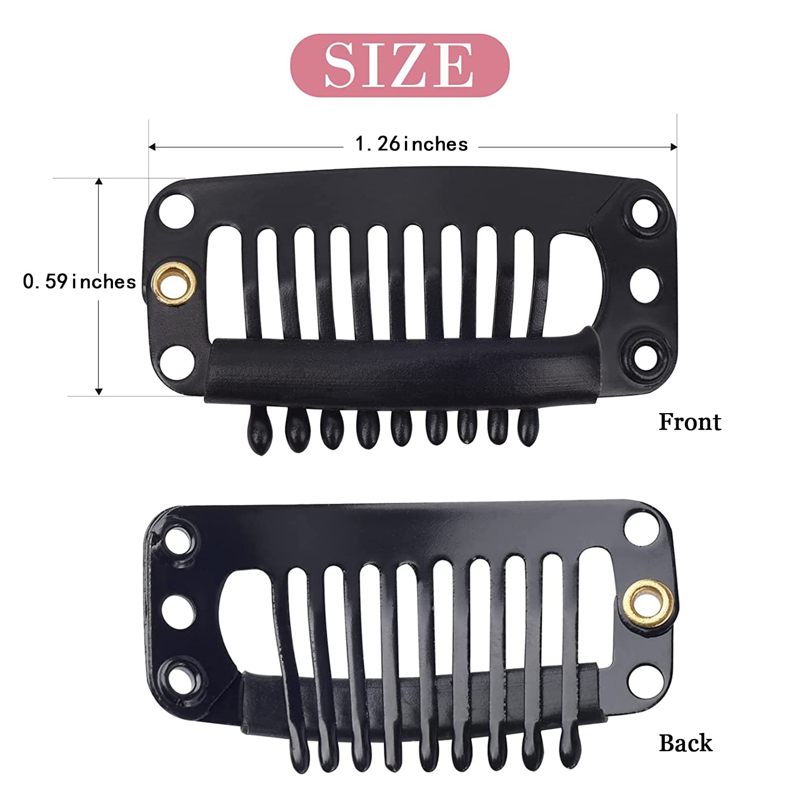 BLUSHIA 14-Piece Hair Extension Clips for Women & Men - Black Remy Human Hair Weft Clips (3.4cm) - Snap-In Wig Clips for Hair Patches, Bridal Dupatta & Everyday Styling - Perfect for Weddings, Parties & Daily Hair Volume Boost