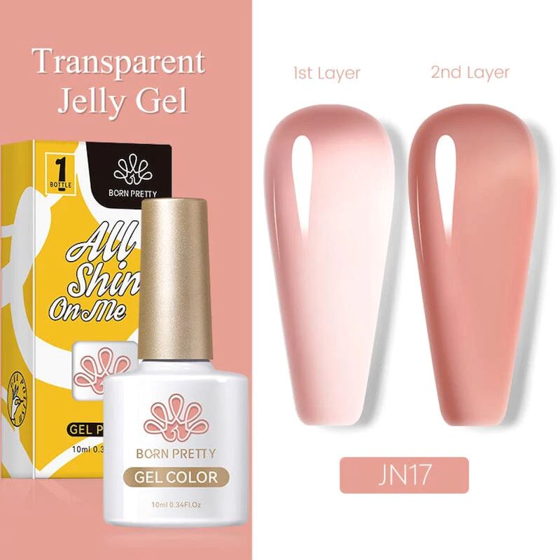 Born Pretty Jelly Nude Gel Polish - Long Lasting Soak Off UV LED Nail Polish for Salon & Home Manicure - Perfect for Weddings, Parties & Everyday Wear