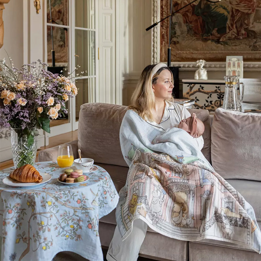 Atelier Choux Luxury Baby Swaddle Blanket - Soft Organic Cotton Muslin Wrap for Newborns & Infants - Perfect for Nursery, Swaddling, Stroller & Photo Shoots