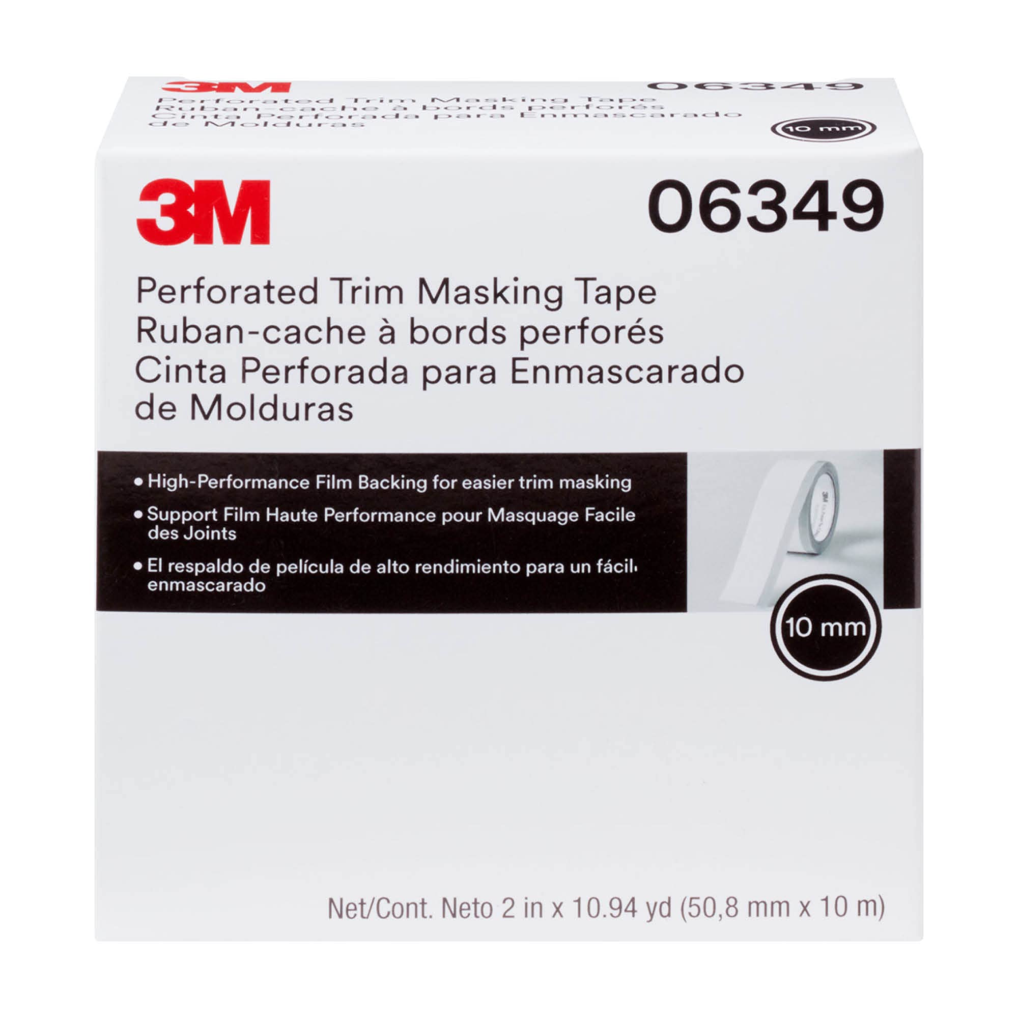 3M Perforated Trim Masking Tape 06349 - 10mm Hard Band, 50.8mm x 10m Roll - Paint Protection for Molding & Trim Lifting, Hand-Tearable - Perfect for Automotive Detailing, DIY Home Painting & Craft Projects