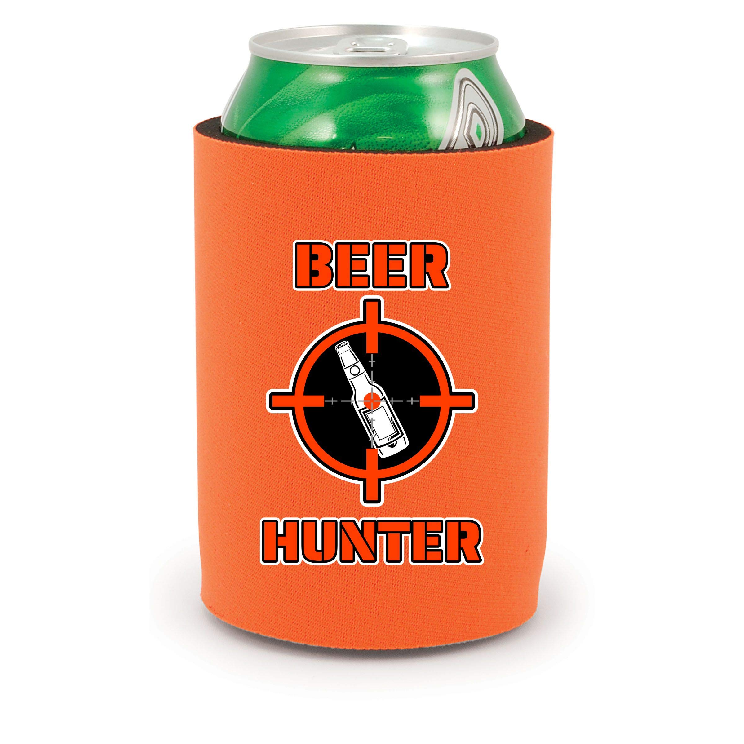 Beer Hunter Full Bottom Can Cooler - Insulated Orange Can Sleeve for Beer, Soda & Energy Drinks - Perfect for BBQs, Parties & Outdoor Events (1 Pack)