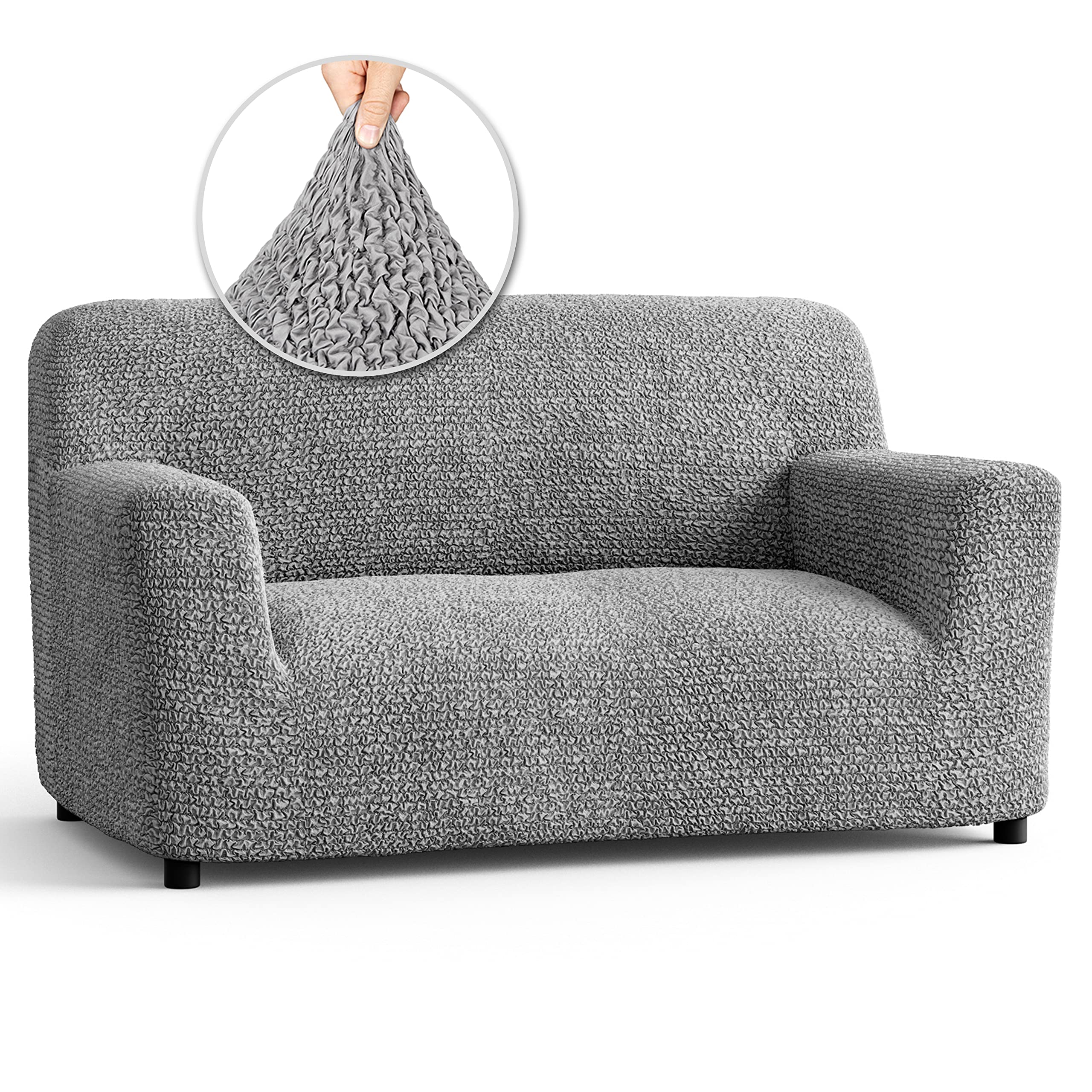 PAULATO BY GA.I.CO. Oversized Loveseat Slipcover - Stretch Sofa Protector for Couches & Chairs - 1-Piece Washable Microfiber Cover in Ash - Perfect for Pets, Kids & Home Decor Protection