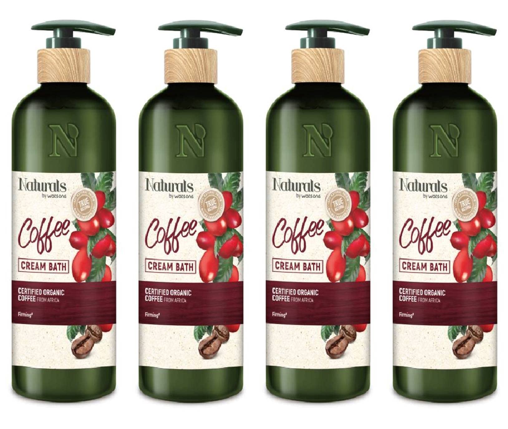 True Natural Coffee Cream Bath - 16.56 Fl Oz (Pack of 4) | Moisturizing Body Wash with Coffee Extract for Soft, Smooth Skin | Perfect for Relaxing Baths & Spa Days at Home