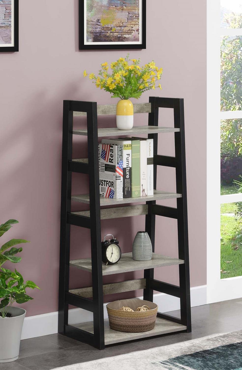 Convenience Concepts Designs2Go Trestle Bookcase - Modern Wooden Bookshelf for Home & Office - Perfect for Living Room, Bedroom, Study and Office Organization