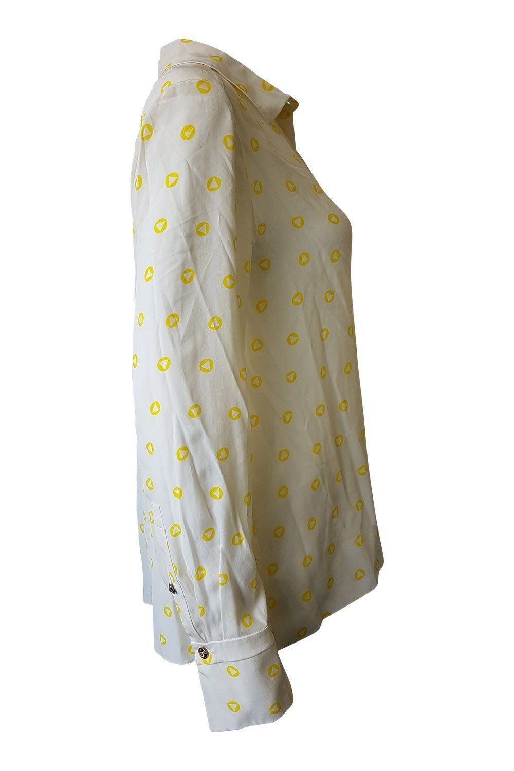 Chloe 100% Pure Silk Yellow Floral Print Long Sleeve Blouse (Size 48) - Elegant Office Wear & Special Occasion Outfit