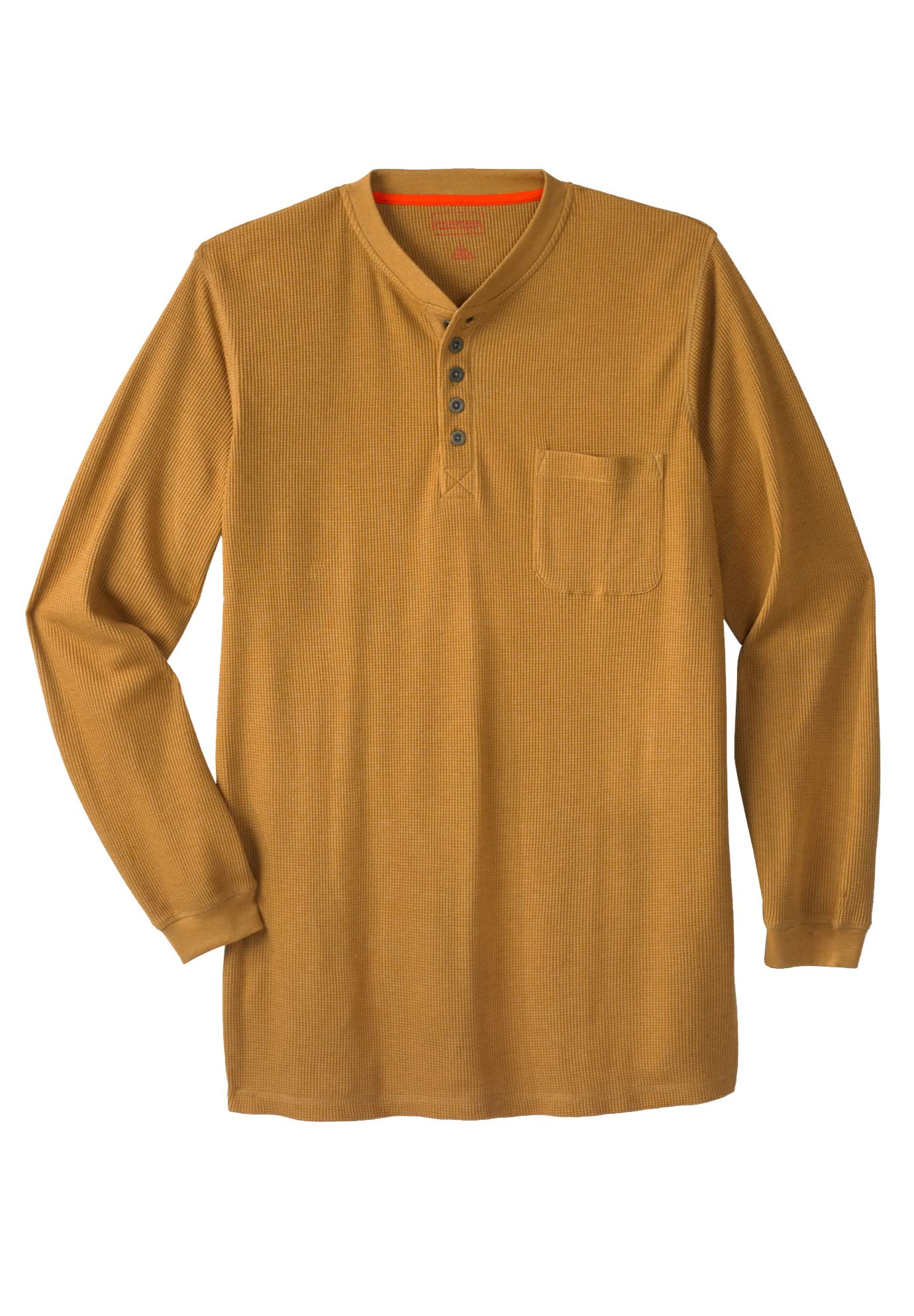 Kingsize Men's Big & Tall Thermal Waffle Henley Shirt - Long Sleeve Pocket Thermal Underwear Top for Cold Weather, Layering & Outdoor Activities