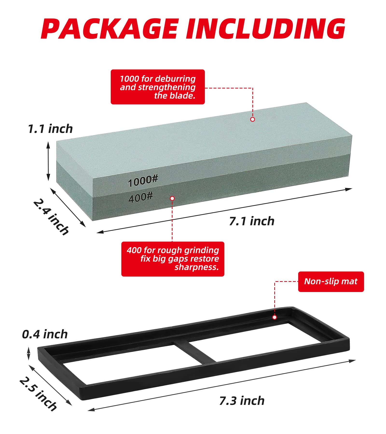 Premium 400/1000 Grit Sharpening Stone Set - Professional Knife Sharpener Whetstone with Non-Slip Rubber Base for Kitchen, Hunting & Chef Knives - Perfect for Home Cooks & Professional Chefs