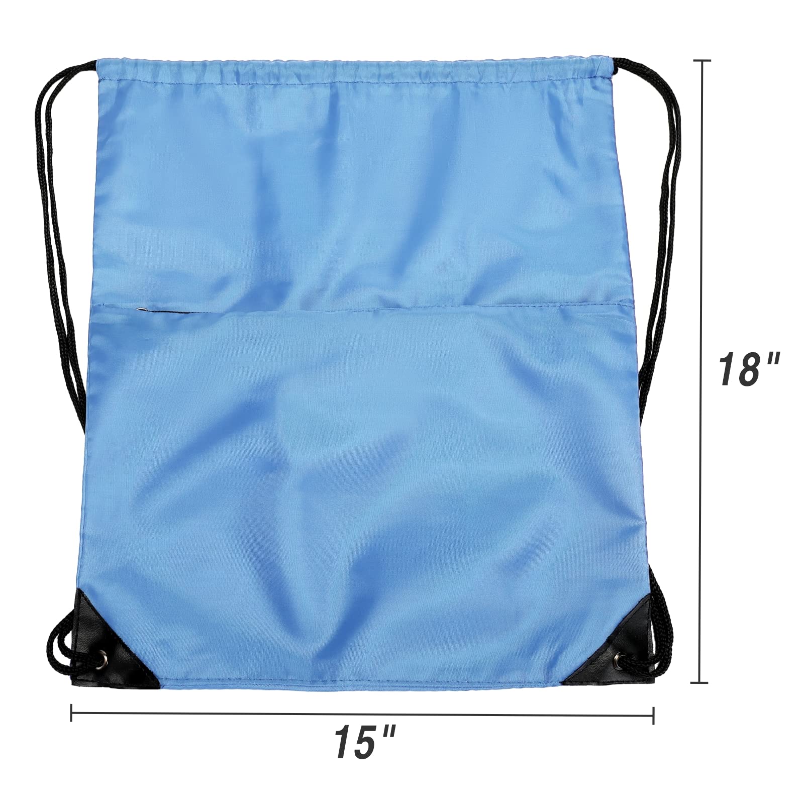 Lightweight 210D Nylon Drawstring Backpack - Foldable Sports Gym Bag with Zipper Side Pocket for Men & Women (Baby Blue) - Perfect for Workouts, Travel & School Essentials