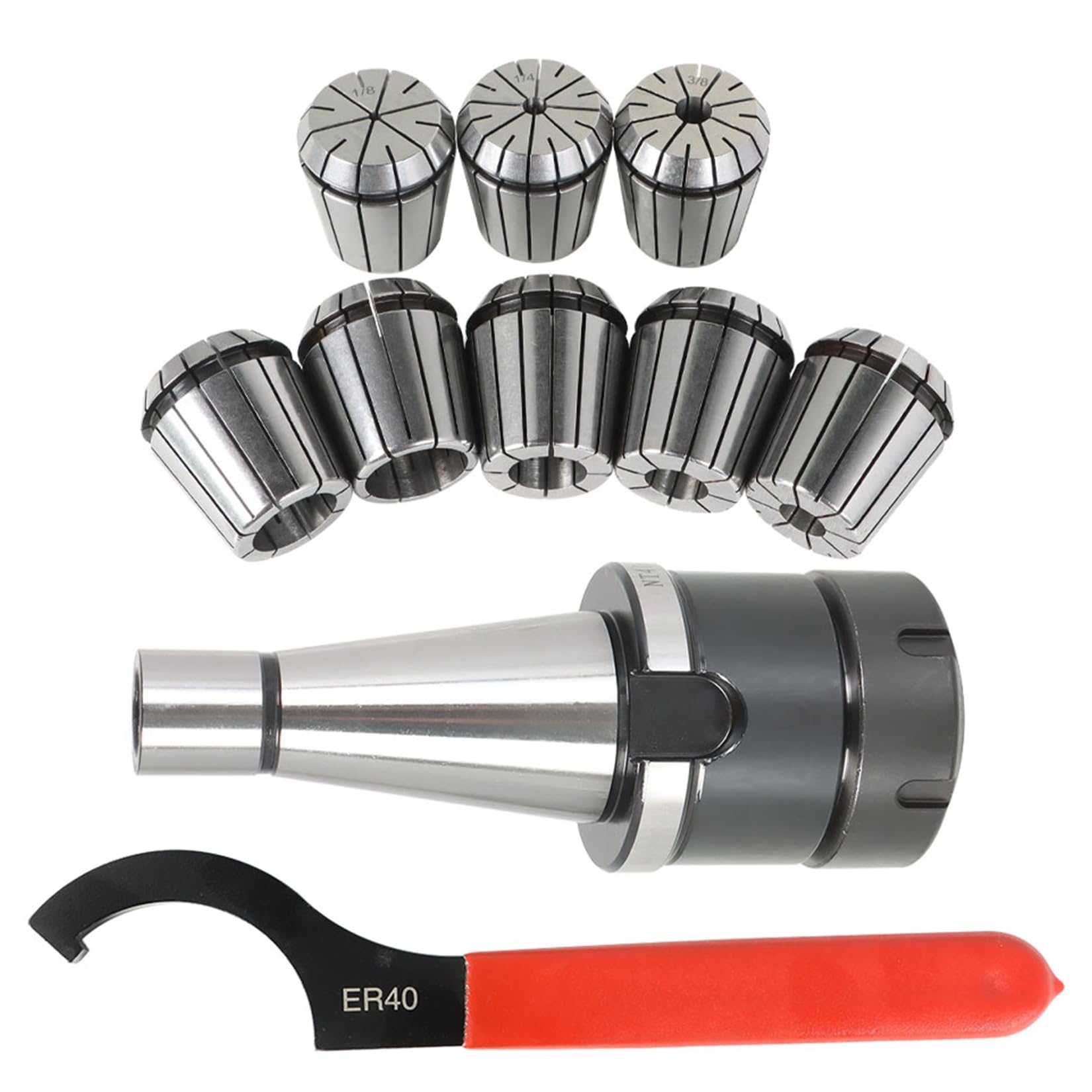 ER-40 Chuck Shank #40 NMTB Taper - 10Pcs Spring Collet Chuck Tool Holder Set with Storage Box - Perfect for CNC Engraving Machines, Milling & Lathe Tools - Ideal for Precision Metalworking, Woodworking & DIY Projects