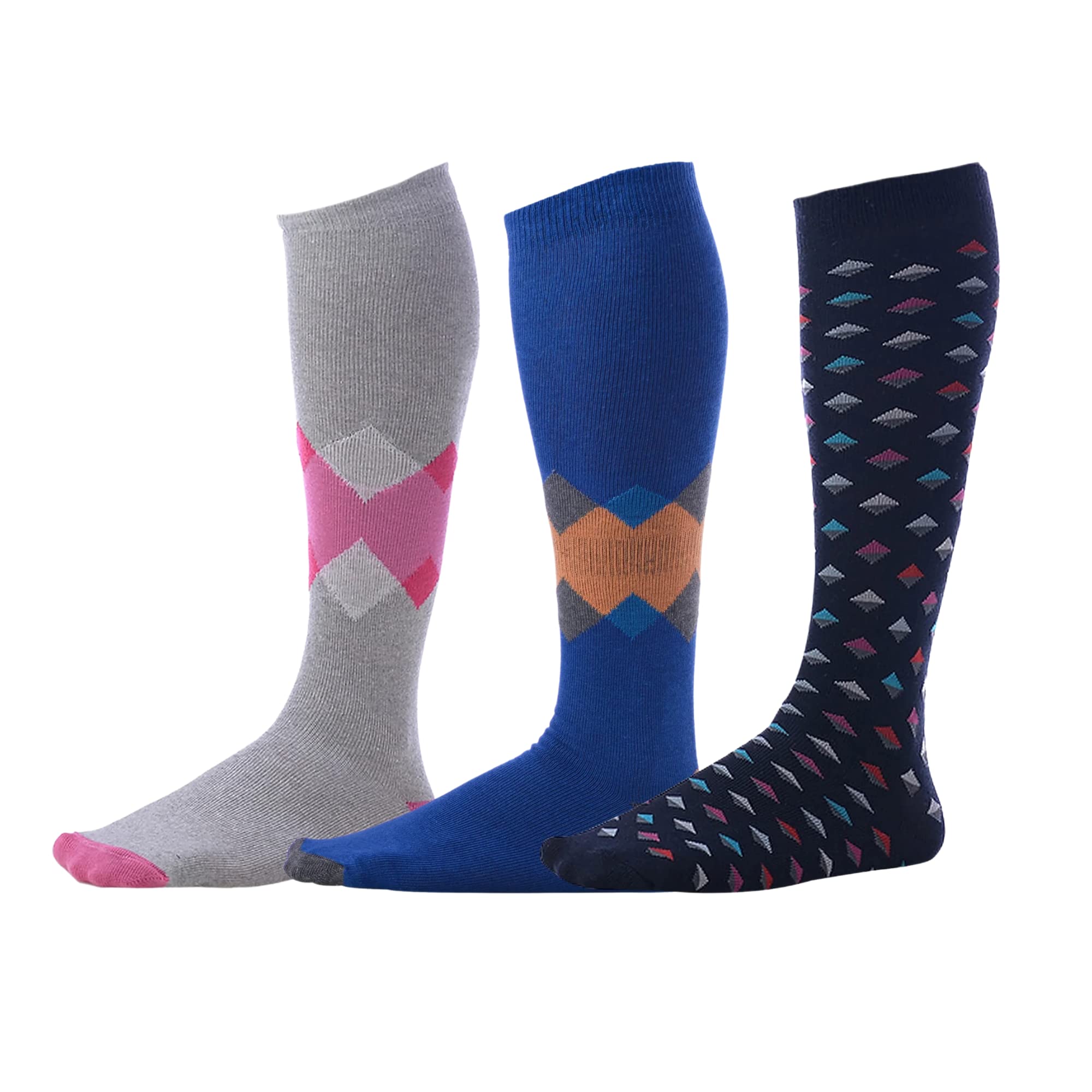 Premium Men's Over the Calf Dress Socks (3-Pack) | Soft Cotton Long Socks for Business & Formal Wear | Stay-Up Comfort 12+ Hours | Ideal for Office, Weddings & Professional Occasions