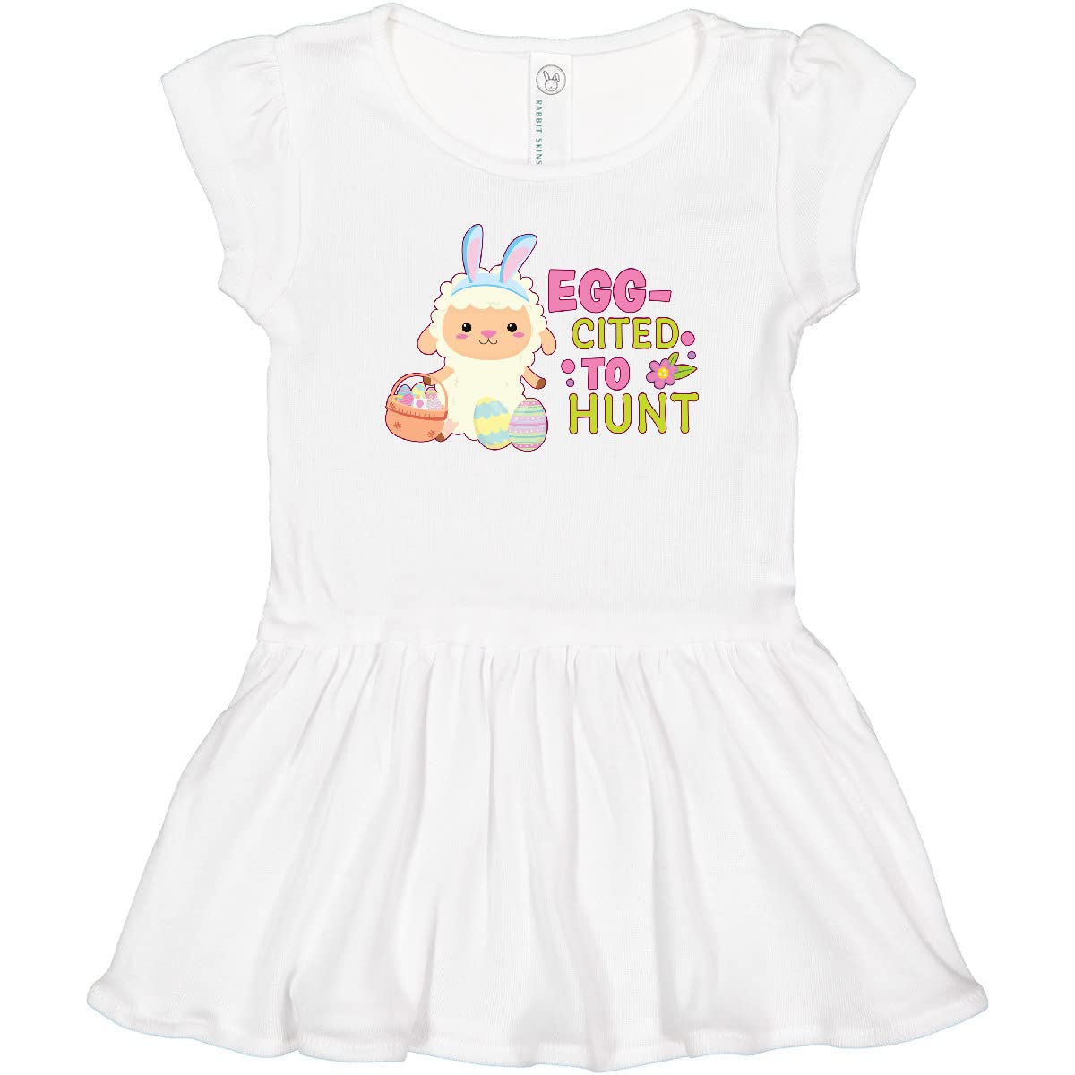 Easter Egg Hunt Toddler Dress - Cute Lamb with Basket for Spring