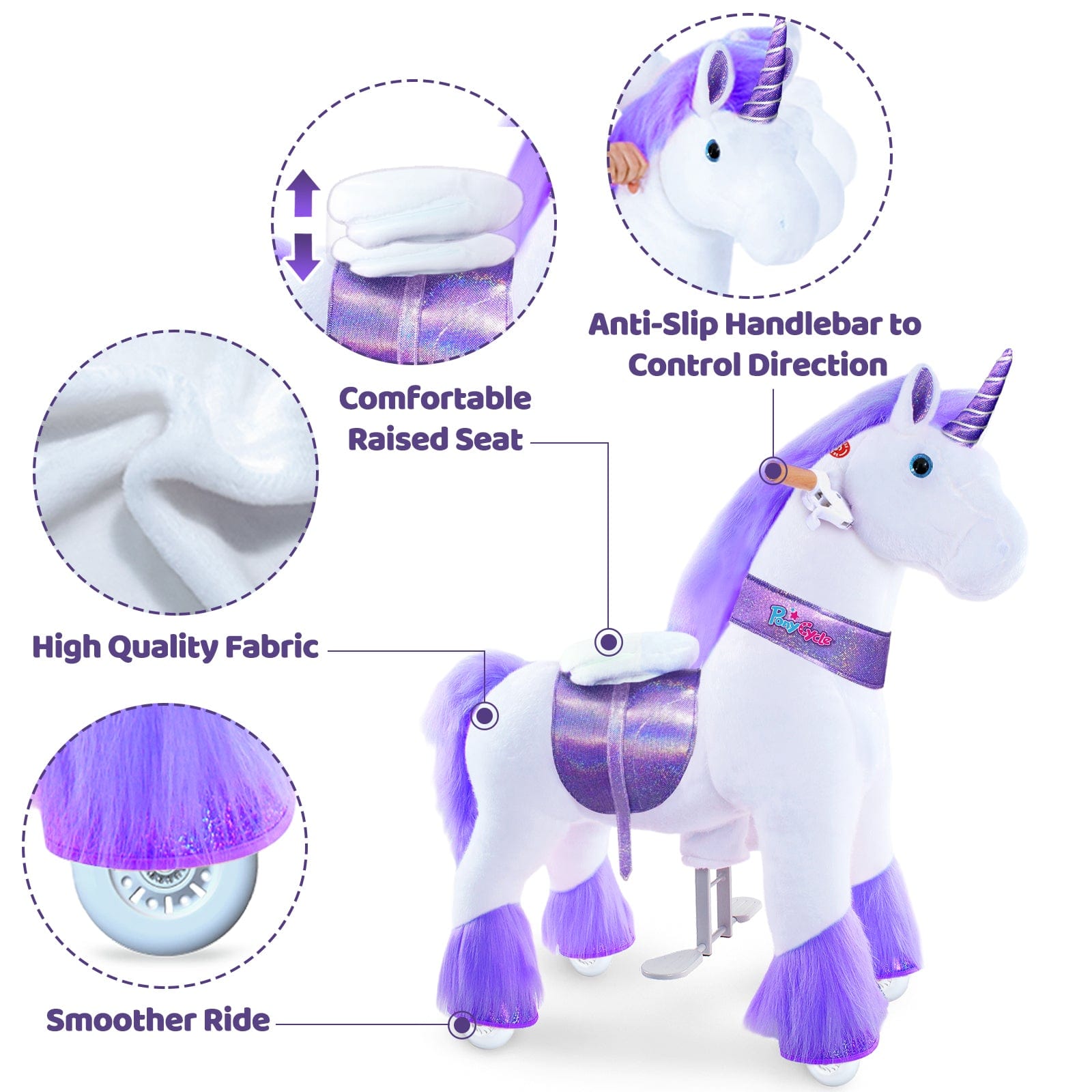 Ponycycle Ride-On Toy for Kids Ages 4-8 | Medium Size Wooden Rocking Horse | Perfect for Indoor & Outdoor Play, Birthday Gifts, and Pretend Play Activities