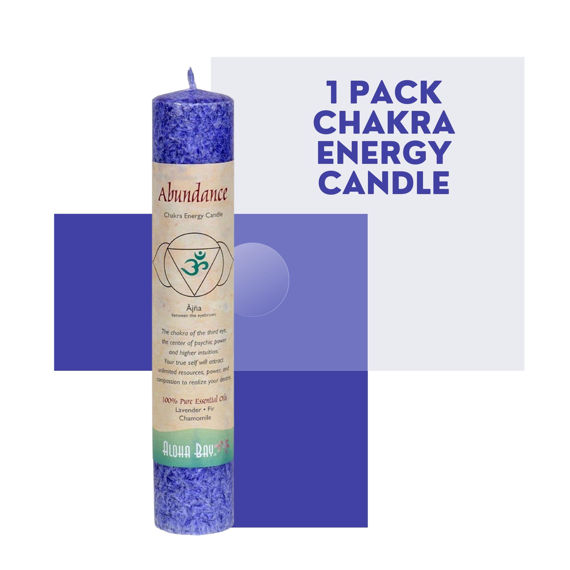 Aloha Bay Chakra Pillar Abundance Indigo Candle - Pack of 22 | Meditation, Yoga & Spiritual Healing Aromatherapy | Perfect for Home Decor, Relaxation & Gift Giving