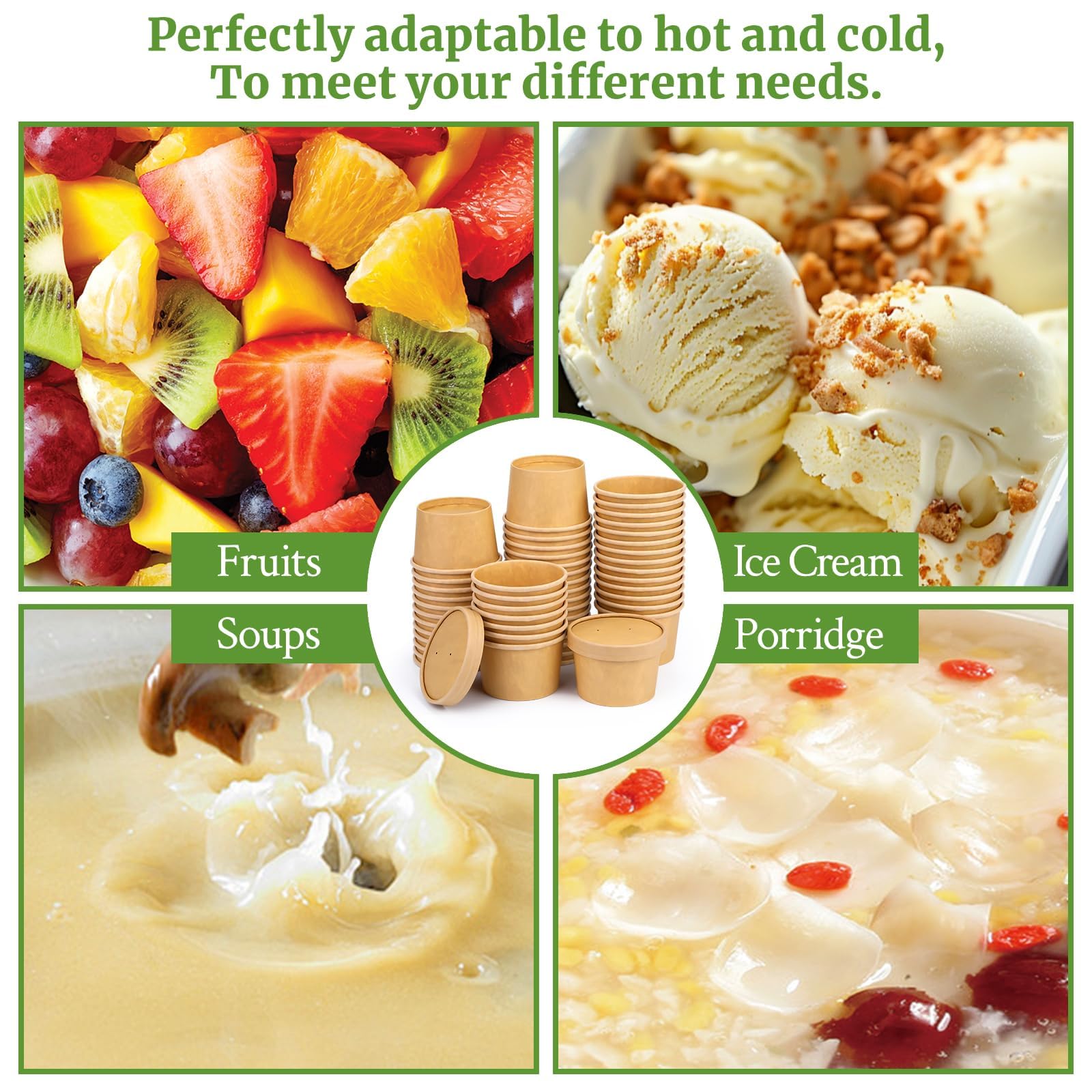 16 Oz Compostable Paper Soup Containers with Lids - 25 Pack Biodegradable Disposable Bowls for Hot & Cold Food | Heavy Duty To-Go Containers for Soup, Ice Cream, Yogurt | Perfect for Restaurants, Catering & Takeout Meals