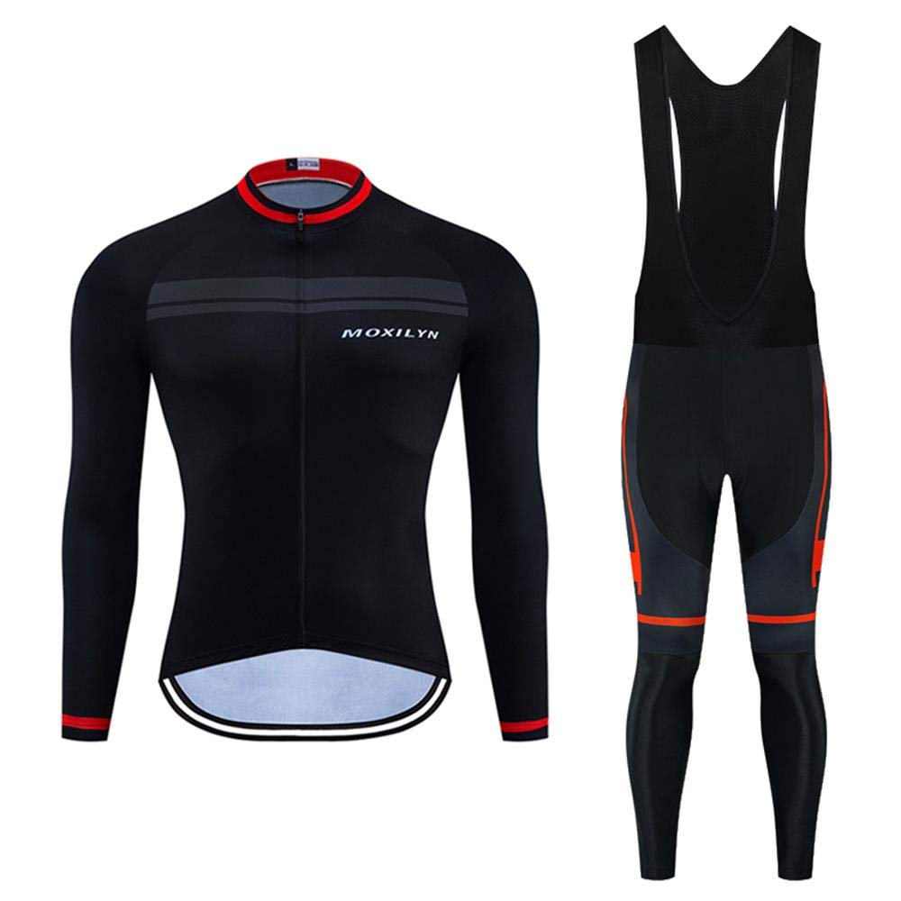 Men's Pro Cycling Jersey Set - Long Sleeve Quick Dry Bike Shirt & Bib Shorts with 9D Padding - High Performance Road Bike Clothing for Training & Racing - Perfect for Outdoor Cycling, Mountain Biking & Triathlons