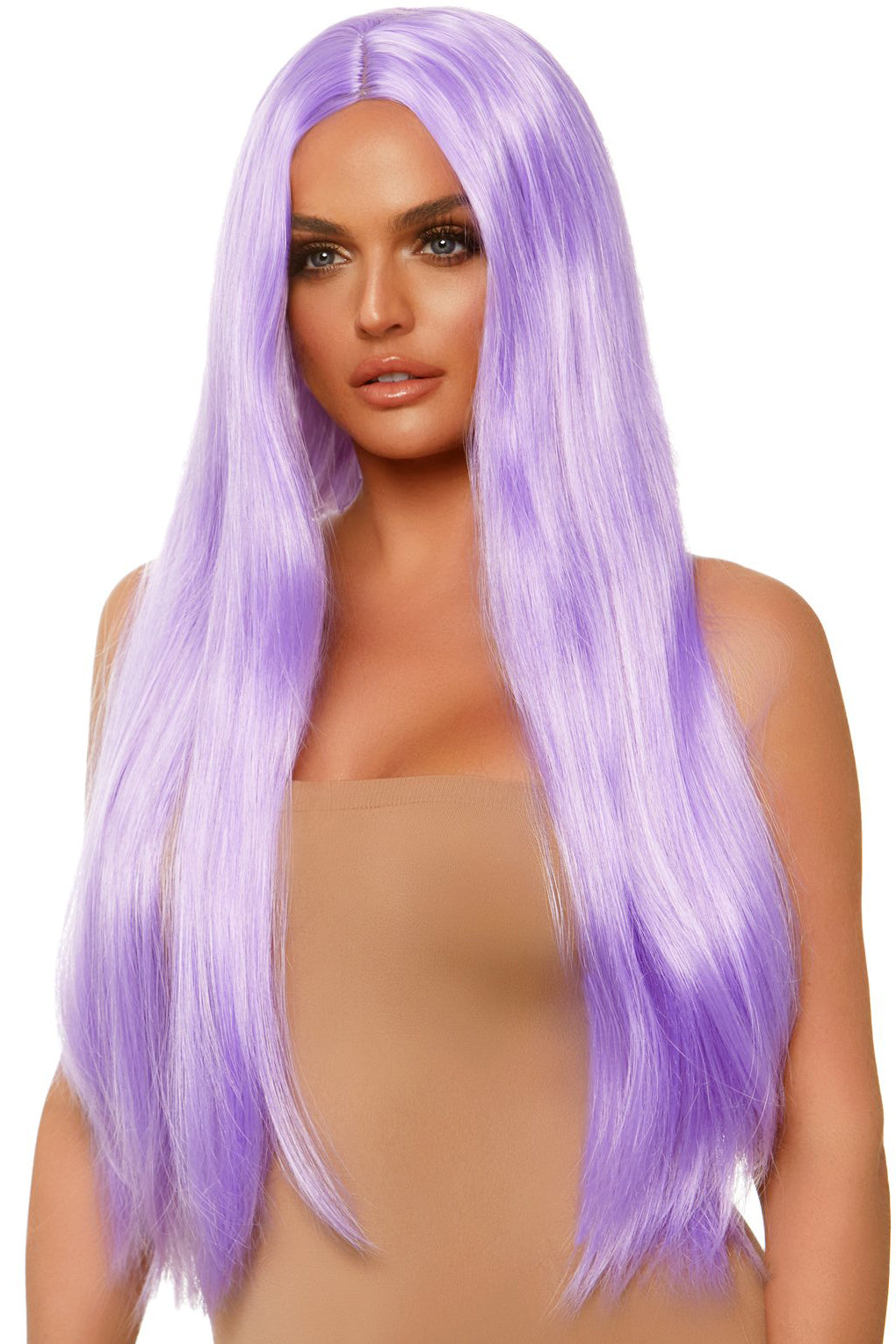 Long Straight Lavender Synthetic Hair Wig for Women - Perfect for Cosplay, Halloween Costumes, and Party Events