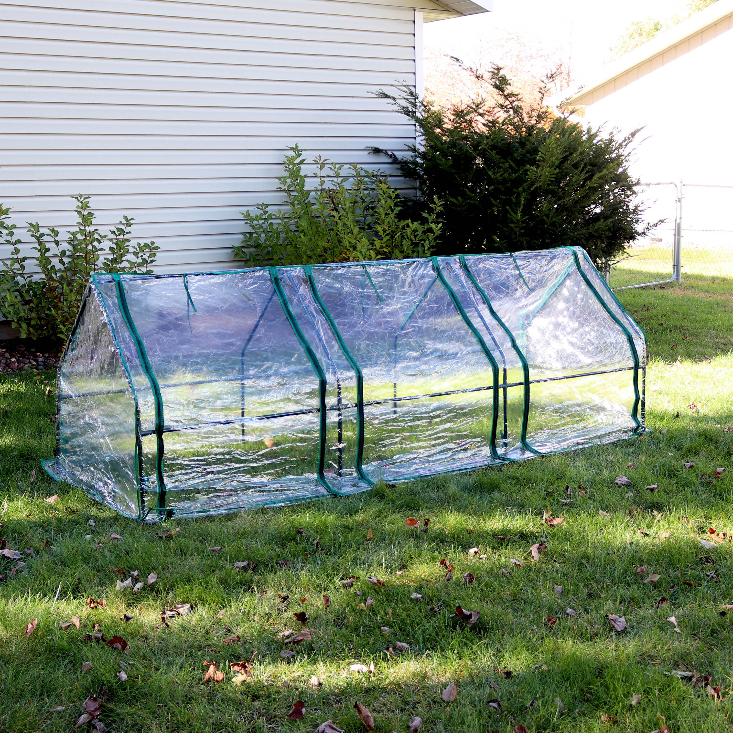 Sunnydaze Mini Cloche Greenhouse with Zippered Doors - Clear Plastic Plant Protector for Seedlings & Small Plants | Indoor/Outdoor Gardening, Balcony & Patio Use