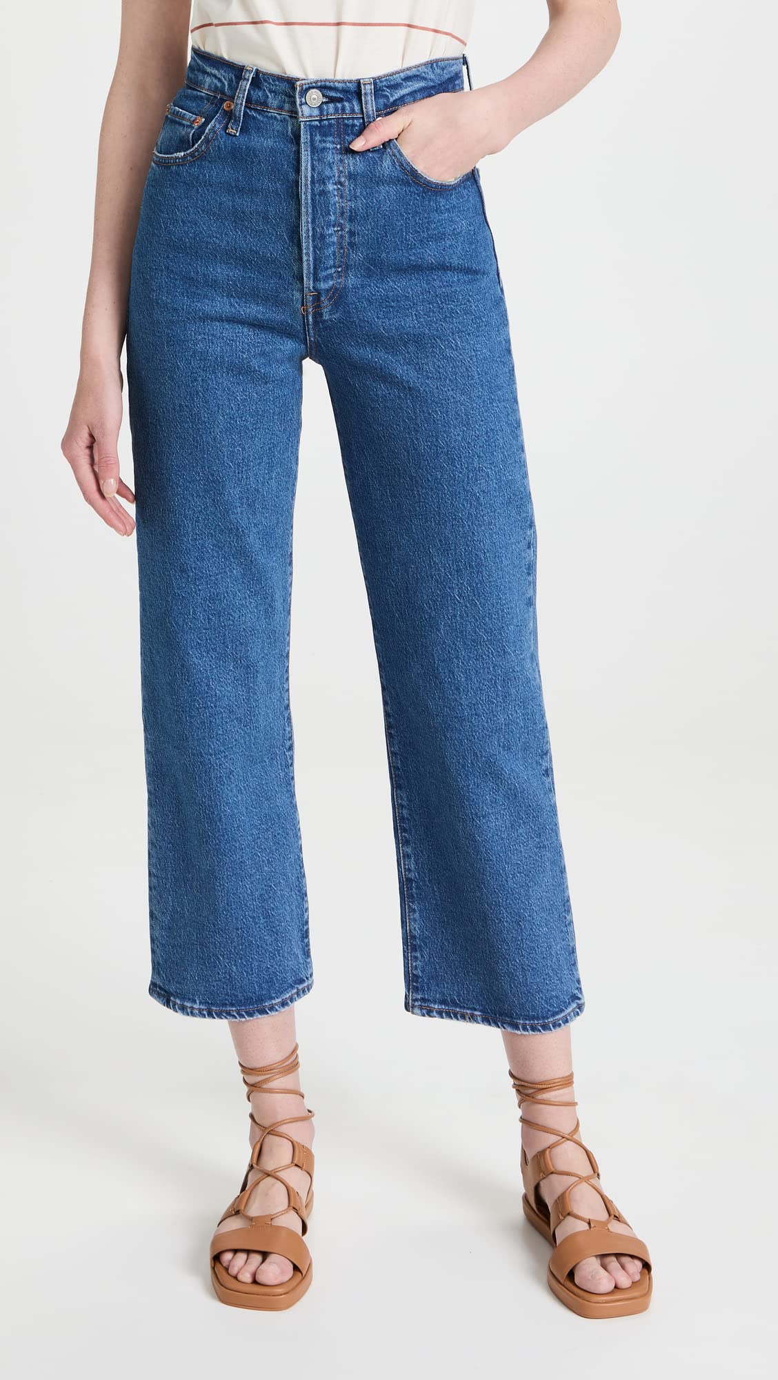 Levi's Women's Premium Ribcage Straight Ankle Jeans - High Waist Stretch Denim Pants for Casual Wear & Everyday Outfits