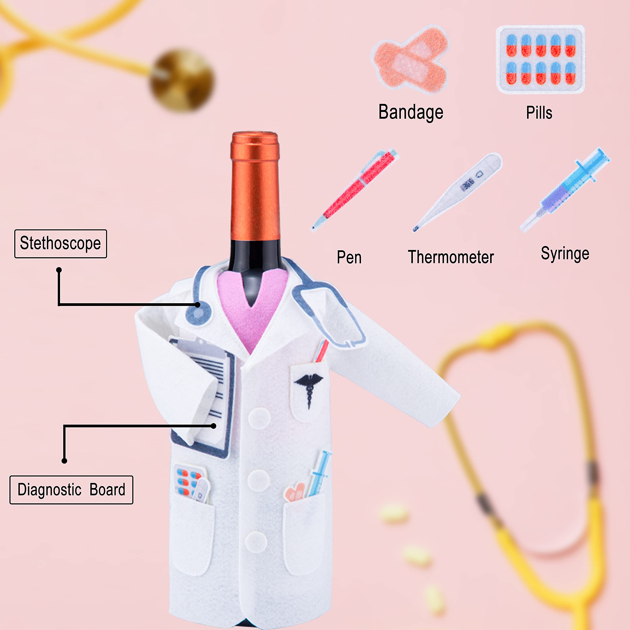 Best Doctor & Nurse Gifts - White Coat Ceremony Wine Bottle Cover for Medical Students, Pharmacists & Practitioners - Perfect Graduation, Appreciation & Retirement Gifts for Healthcare Professionals