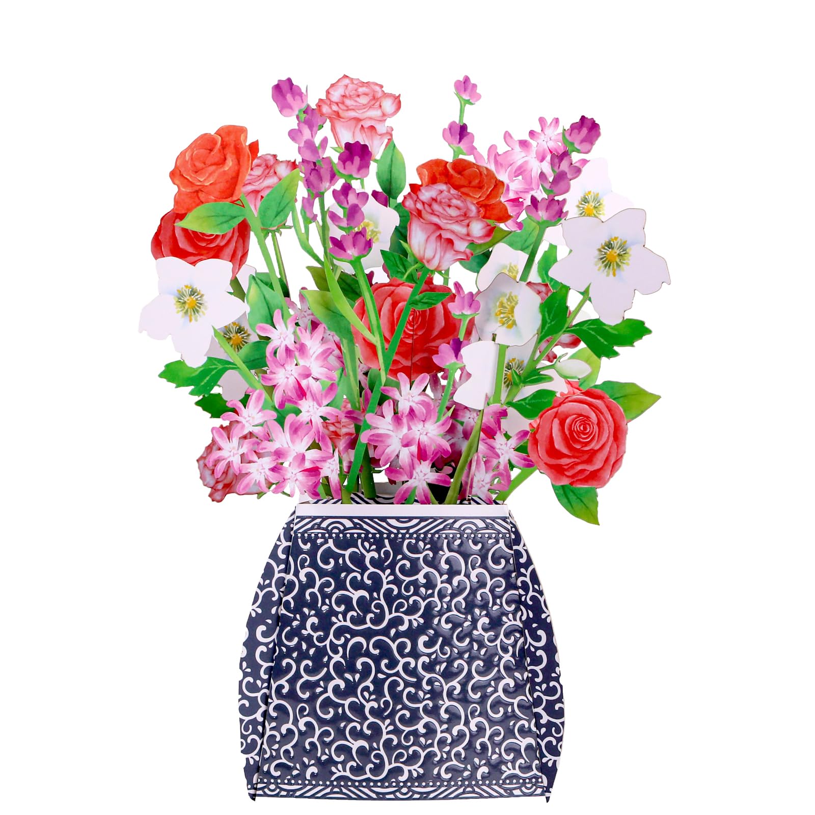 Elegant Blue and White Porcelain Floral 3D Pop Up Birthday Card - Reusable Greeting Card with Envelope for Women, Mom, Sister | Perfect for Birthday, Christmas, Mother's Day Gifts | Great for Flower Lovers, Home Decor, Party Favors & Special Occasions