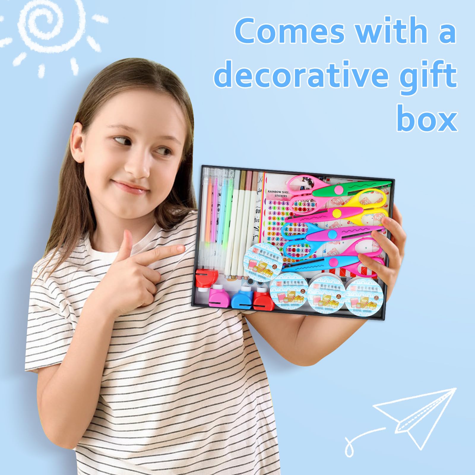 SICOHOME Scrapbook Kit - DIY Junk Journaling Supplies with Paper, Stickers, Tapes, Scissors & Markers - Valentine's Day Craft Gift for Kids, Girls, Women, Teens & Adults - Perfect for Scrapbooking, Memory Keeping & Creative Journaling Projects