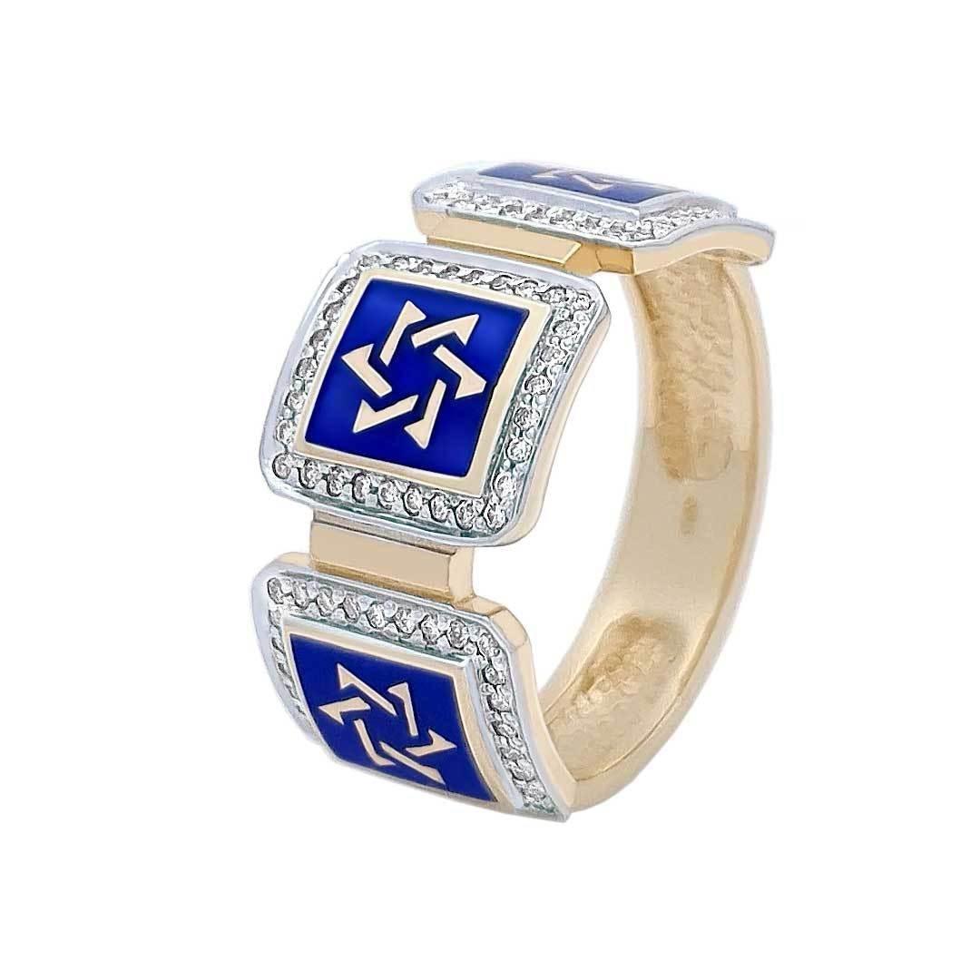 14K Gold Star of David Ring with 90 Diamonds & Blue Enamel - Elegant Jewish Jewelry for Hanukkah, Bar Mitzvah & Special Occasions