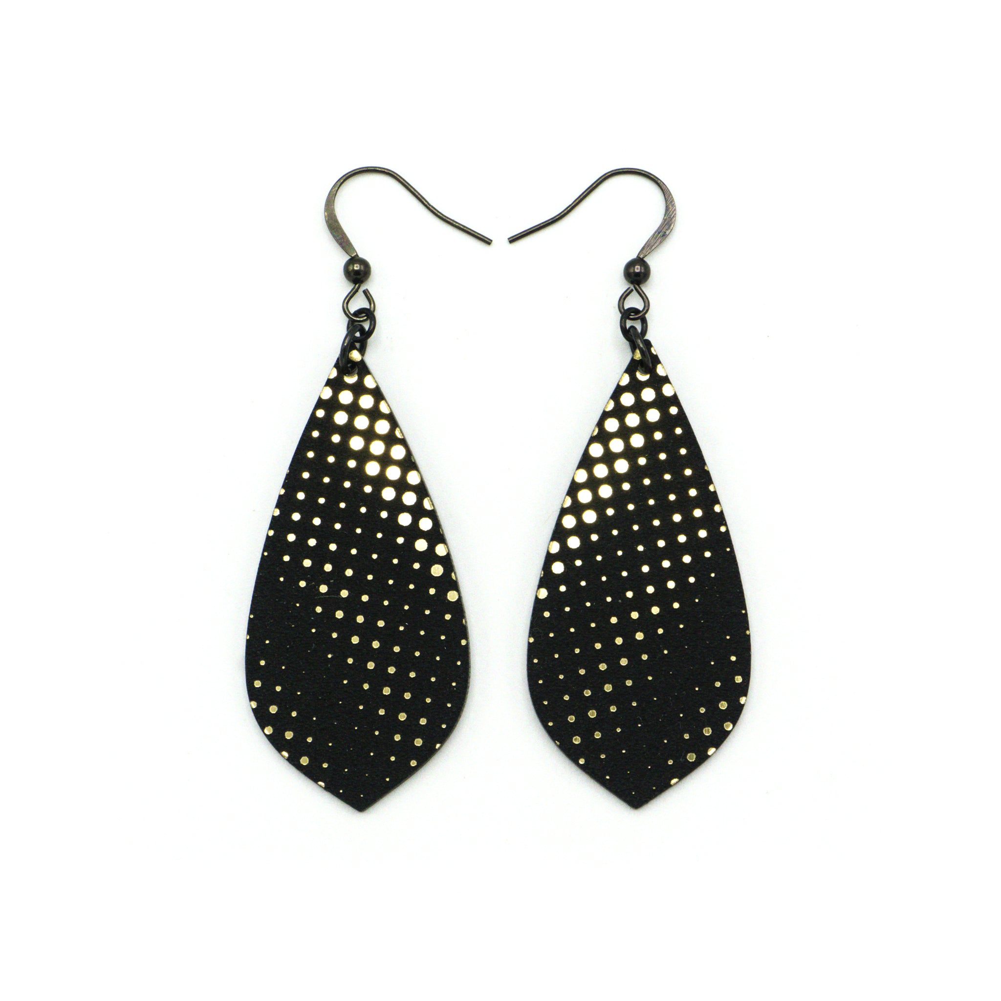10R Gem Point Acrylic Earrings - Brushed Gold & Black | Fashion Jewelry for Women, Party & Everyday Wear