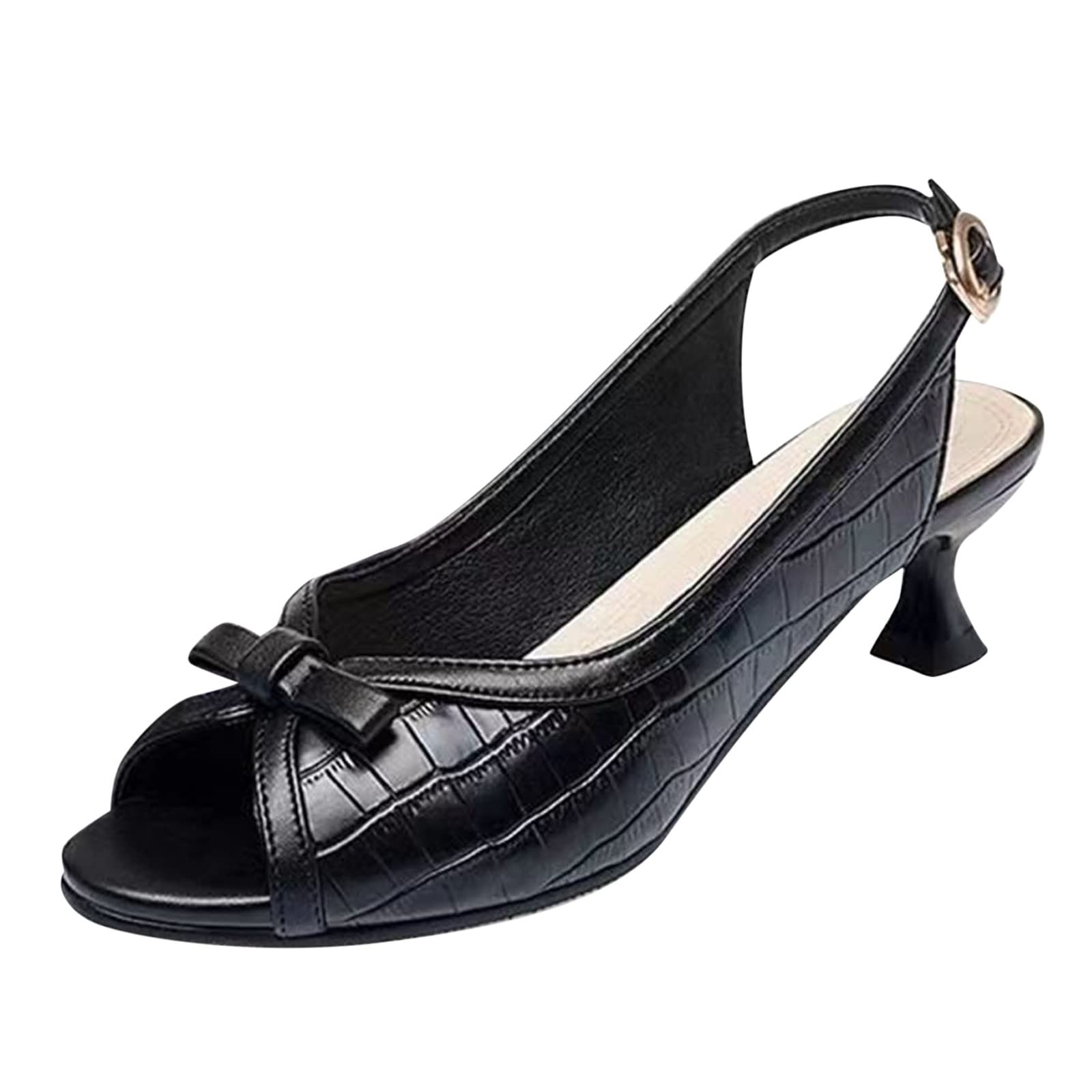 Women's Fashion Spring Summer Sandals - Middle Heel Fish Mouth Bow Buckle Casual Rubber Sandals for Women | Perfect for Beach, Vacation & Everyday Wear
