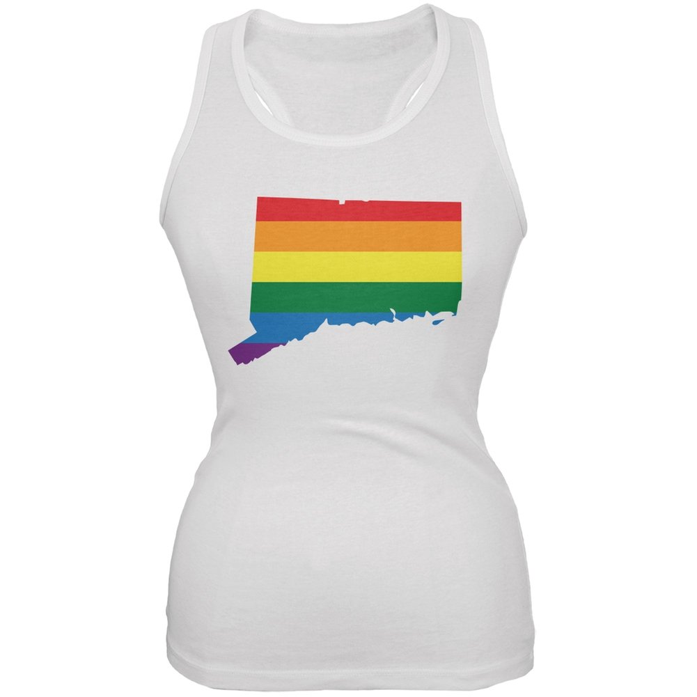 LGBT Pride Rainbow White Soft Tank Top for Women - Lesbian Flag Design - Comfortable Juniors Casual Wear for Pride Events, Festivals & Everyday Outfits