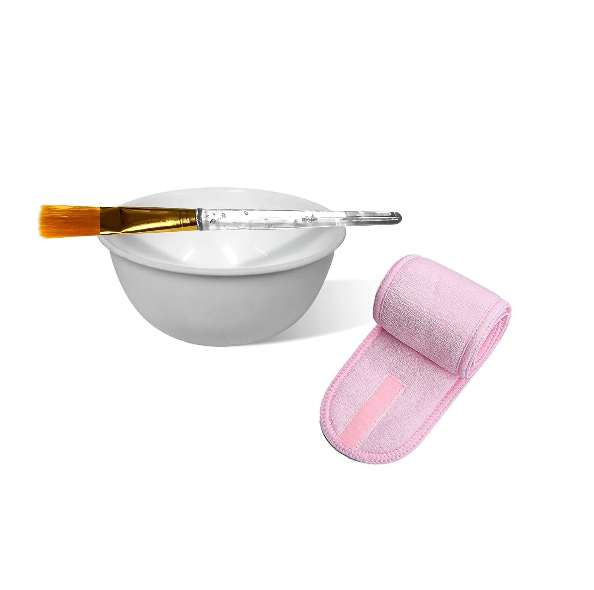 Adjustable Facial Headband for Men & Women with Face Mask Bowl & Transparent Brush Set - Perfect for Spa, Skincare, and Beauty Treatments at Home