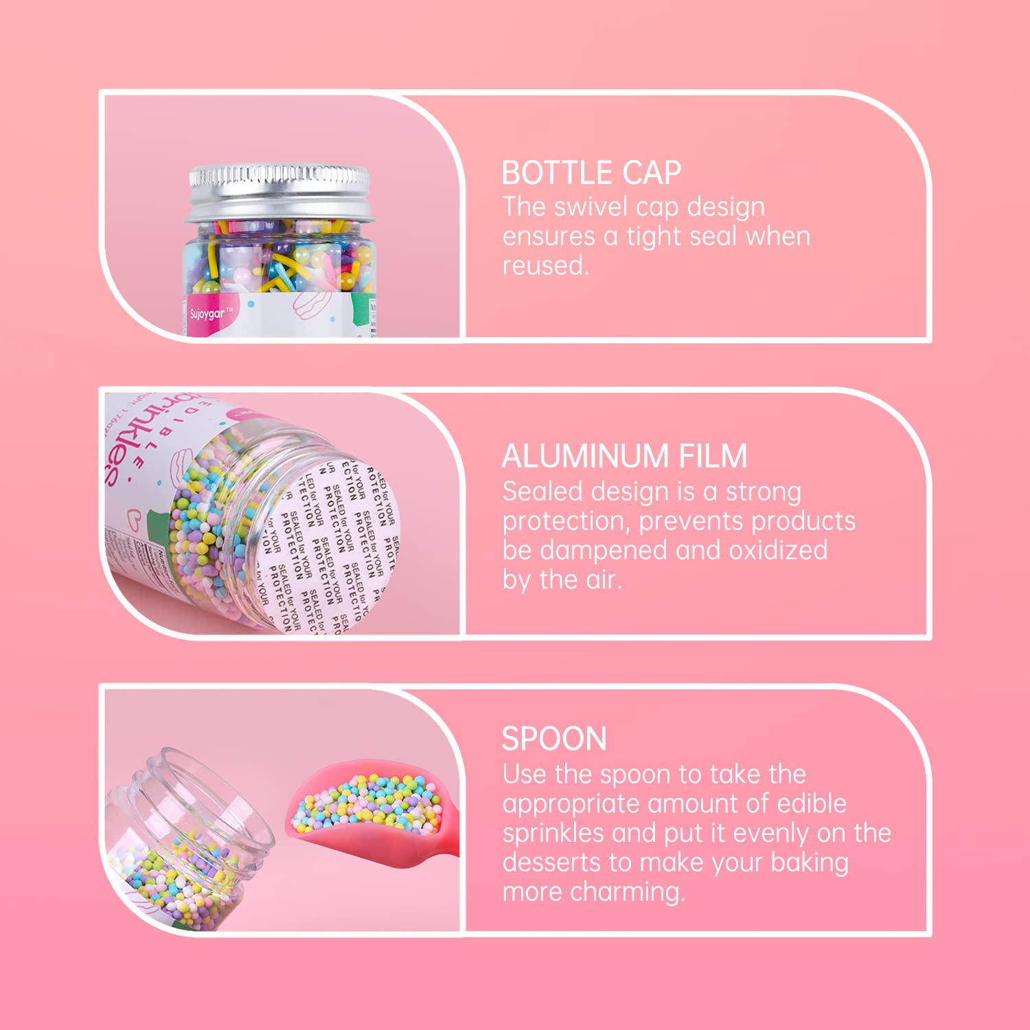 Edible Sprinkles for Baking - Food Grade Cookie & Cake Decorations (50g Bottle) | Perfect for Cupcake Toppers, Birthday Cakes, and DIY Dessert Decorating