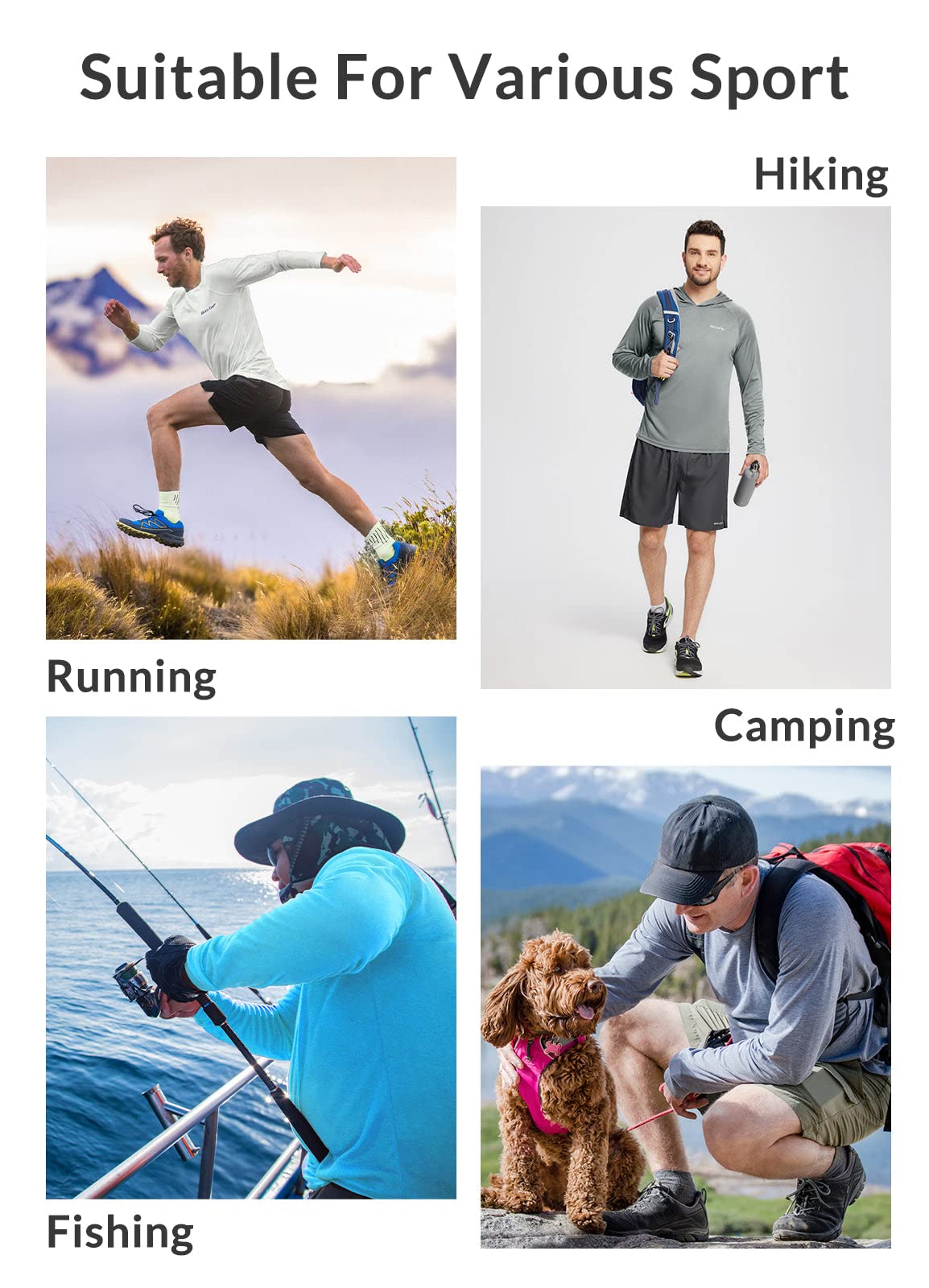 Baleaf Men's UPF 50+ Sun Protection Hoodie - Long Sleeve UV Shirt for Fishing, Swimming & Outdoor Activities | Lightweight Rash Guard SPF Shirt for Summer Sports & Beach Wear