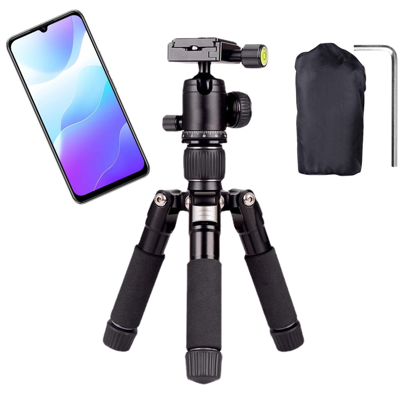 Diaza Portable Adjustable Phone Tripod Stand - Stable Desktop & Tabletop Tripod Holder for Smartphones - Perfect for Selfies, Camera Photography, Live Streaming, Night Fishing & Vlogging - Compact Travel Tripod for iPhone, Android & Social Media Content Creation