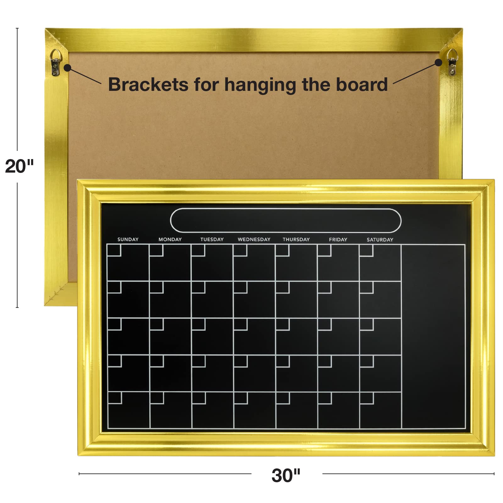 Excello Gold Magnetic Wall Chalkboard Calendar 20