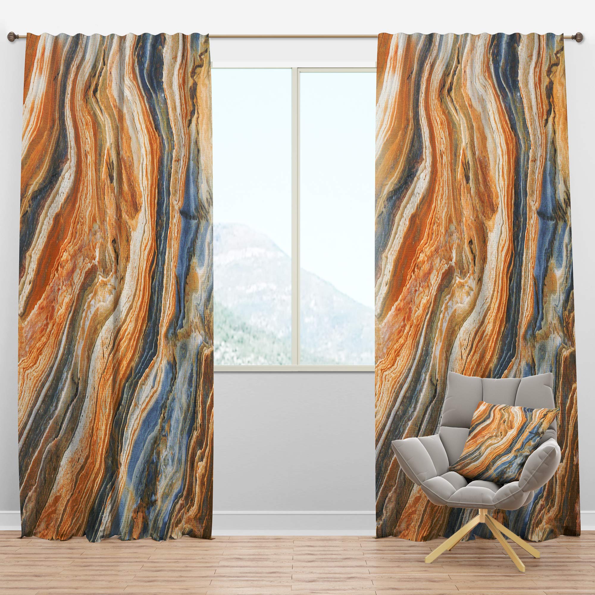 DesignQ Blackout Curtains 'Segment Layers of Marbled Rock' - Thermal Insulated Single Panel (52x90 inches) for Bedroom & Living Room - Noise Reducing & Energy Saving Window Drapes for Better Sleep & Temperature Control