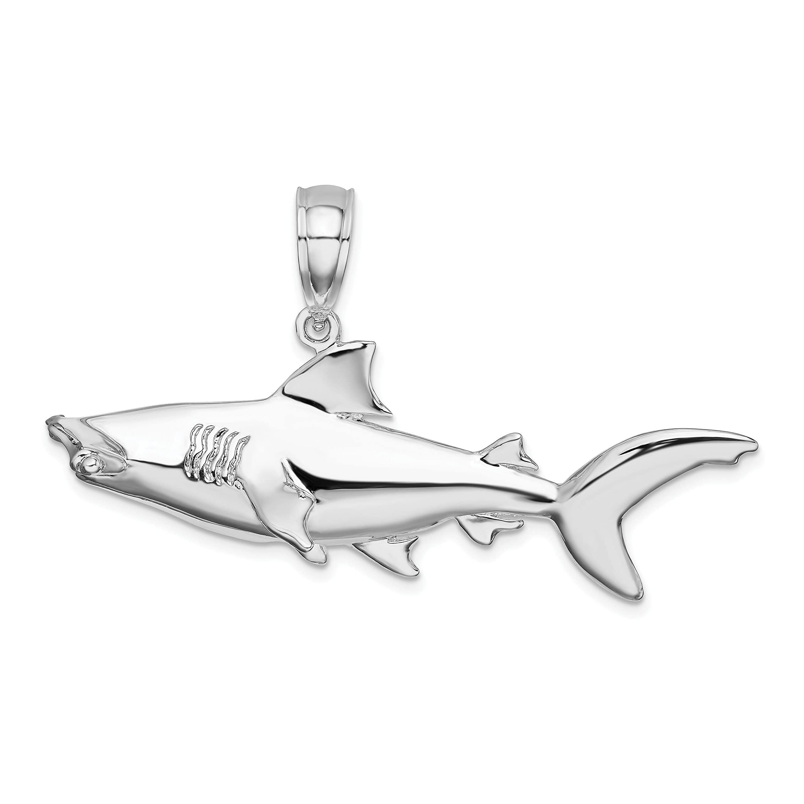 925 Sterling Silver Nautical Sea Life Charm - 3D Hammerhead Shark Pendant for Jewelry Making, Necklace & Bracelet - Perfect for Beach Lovers, Ocean Themed Gifts & Marine Life Enthusiasts