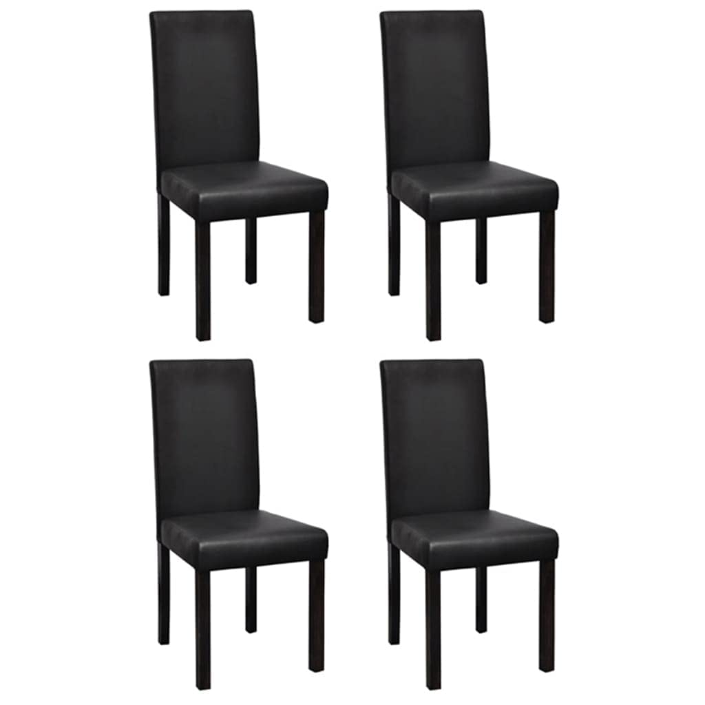4-Piece Modern Dining Chair Set - Faux Leather Upholstered Kitchen & Dining Room Chairs - Comfortable Black Seating for Home, Restaurant & Office Use