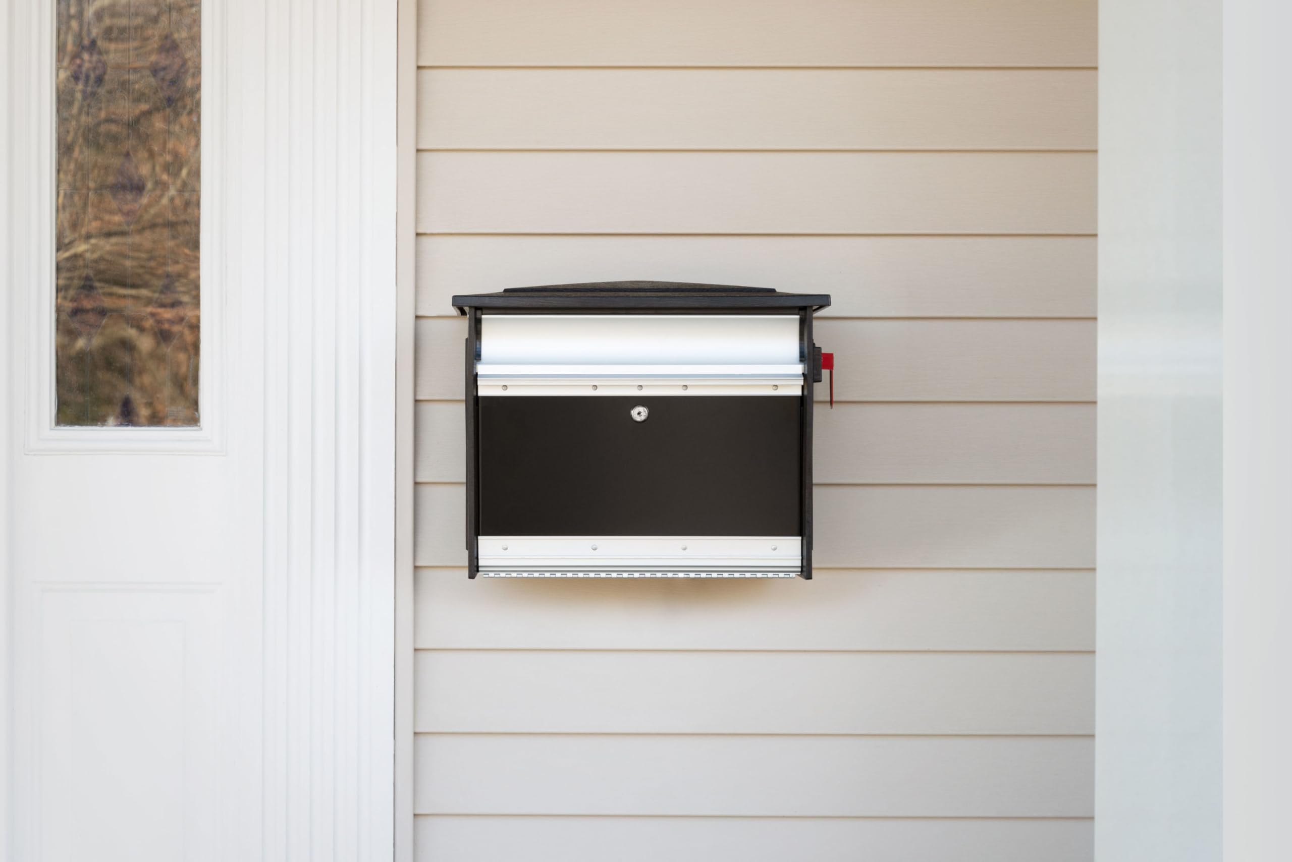 Locking Wall Mount Mailbox - Aluminum Black Medium Capacity Mailbox for Secure Mail Delivery | Weatherproof & Anti-Theft Design | Perfect for Homes, Apartments & Offices (MSK00BAM)