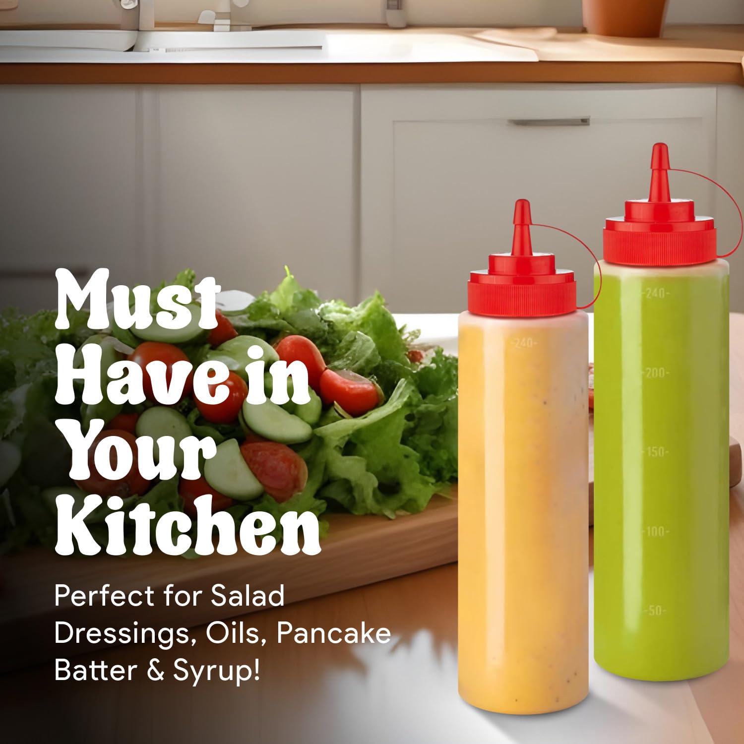 Norcalway 12oz Condiment Squeeze Bottles for Sauces, Ketchup, Dressings & Oils - Plastic Kitchen Squirt Bottles with Easy Pour Spout - Perfect for Restaurants, BBQs & Home Cooking - Leakproof & Dishwasher Safe