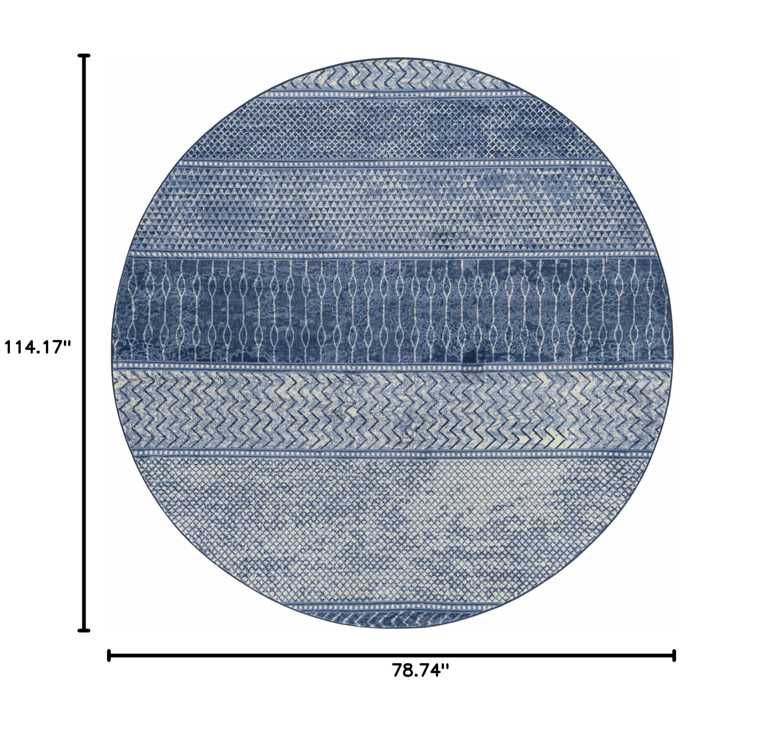Modern Hauteloom Nampa Area Rug for Living Room & Bedroom - Blue & Ivory - 6'7