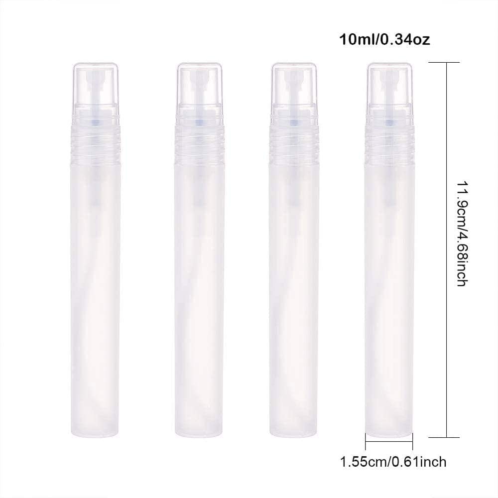 Symbah 10 Pack 10ml Mini Spray Bottles - Refillable Empty Plastic Travel Atomizer with Fine Mist Nozzle & Lids for Essential Oils, Perfume, Hand Sanitizer | Perfect for DIY Skincare, Aromatherapy & On-the-Go Use