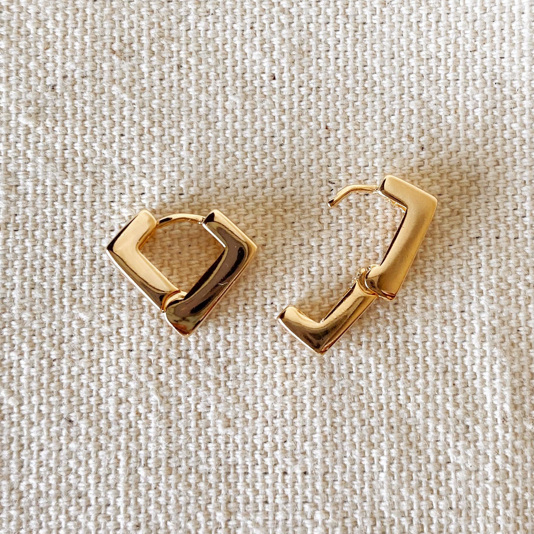 18k Gold Filled Diamond Shaped Clicker Earrings for Women - Hypoallergenic Hoop Earrings for Everyday Wear, Parties & Special Occasions