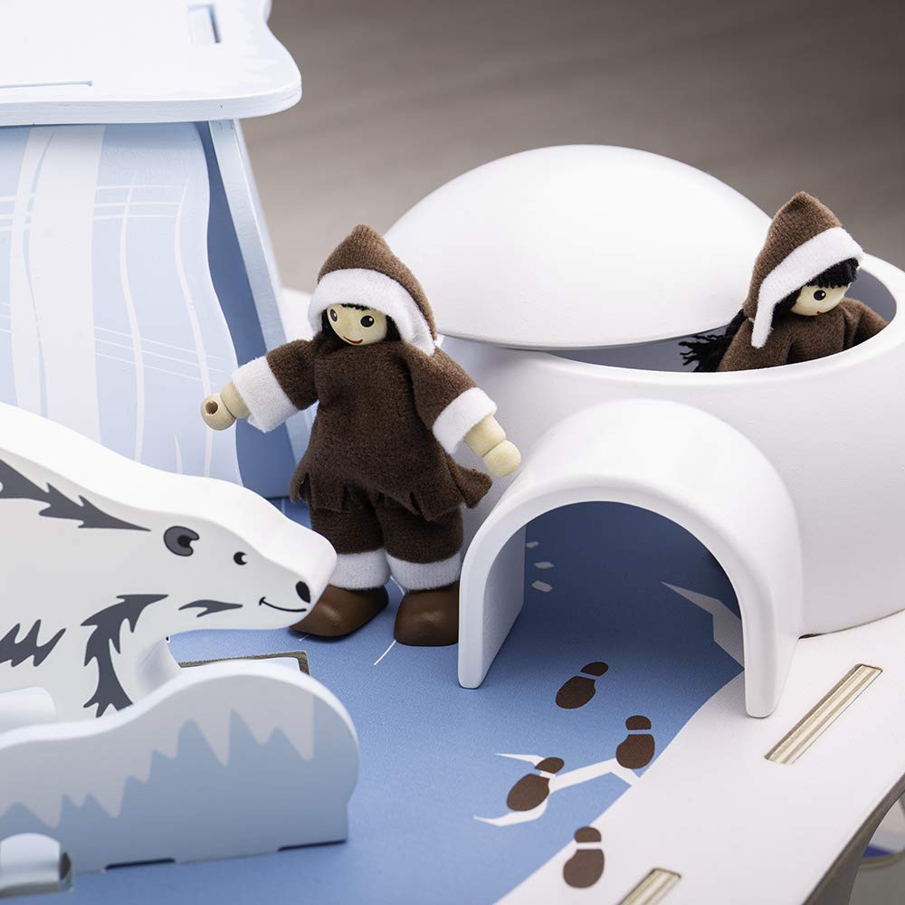 Bigjigs Toys Wooden Polar Glacier Playset - Arctic Animal Activity Center for Kids, Educational STEM Toy for Preschool Learning & Imaginative Play - Perfect for Winter Themed Playrooms & Classroom Activities