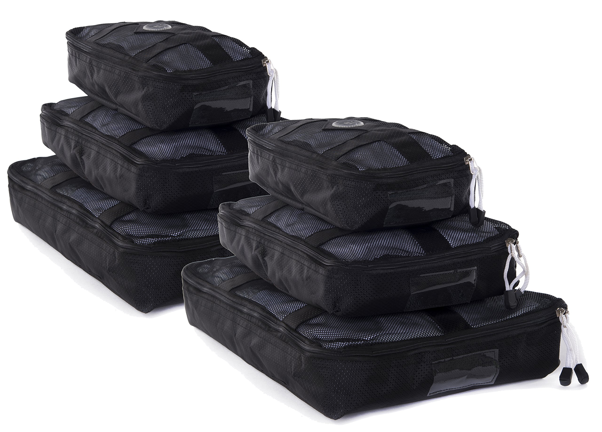 6-Piece Packing Cubes Set for Travel - Black Luggage Organizer by Mato & Hash (CA2900) - Perfect for Suitcases, Backpacks & Carry-Ons
