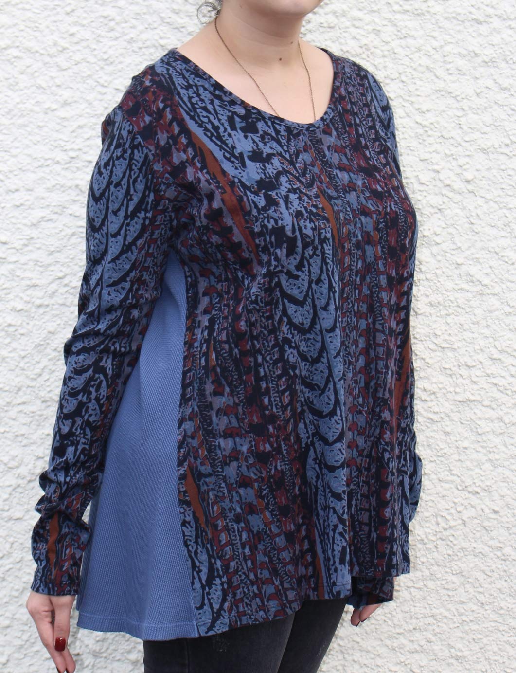 Women's Foxtail Waffle Back Relaxed Fit A-line Cotton Tunic Top - Casual Loungewear & Layering Piece for Everyday Comfort