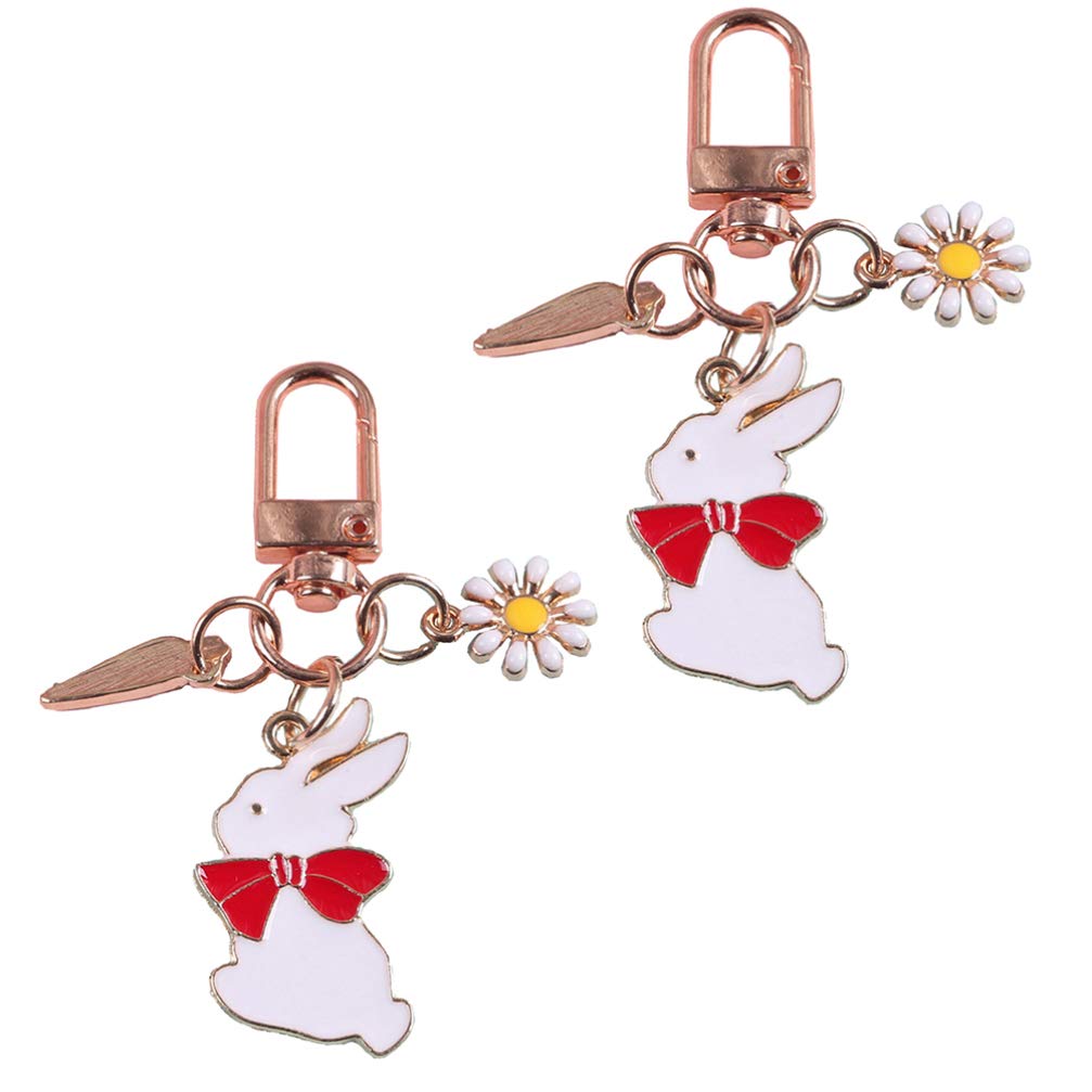PRETYZOOM 2pcs Easter Bunny Keychain Set - Cute Rabbit & Carrot Key Ring Charms for Backpack, Handbag, Purse Accessories | Easter Gifts for Couples, Friends & Family | Perfect for Easter Decor, Party Favors & Daily Use